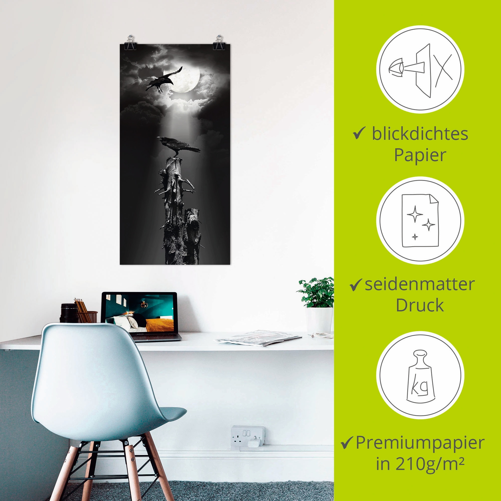 Artland Wandbild »Raben in der Nacht«, Vögel, (1 St.), als Leinwandbild, Poster, Wandaufkleber in verschied. Größen