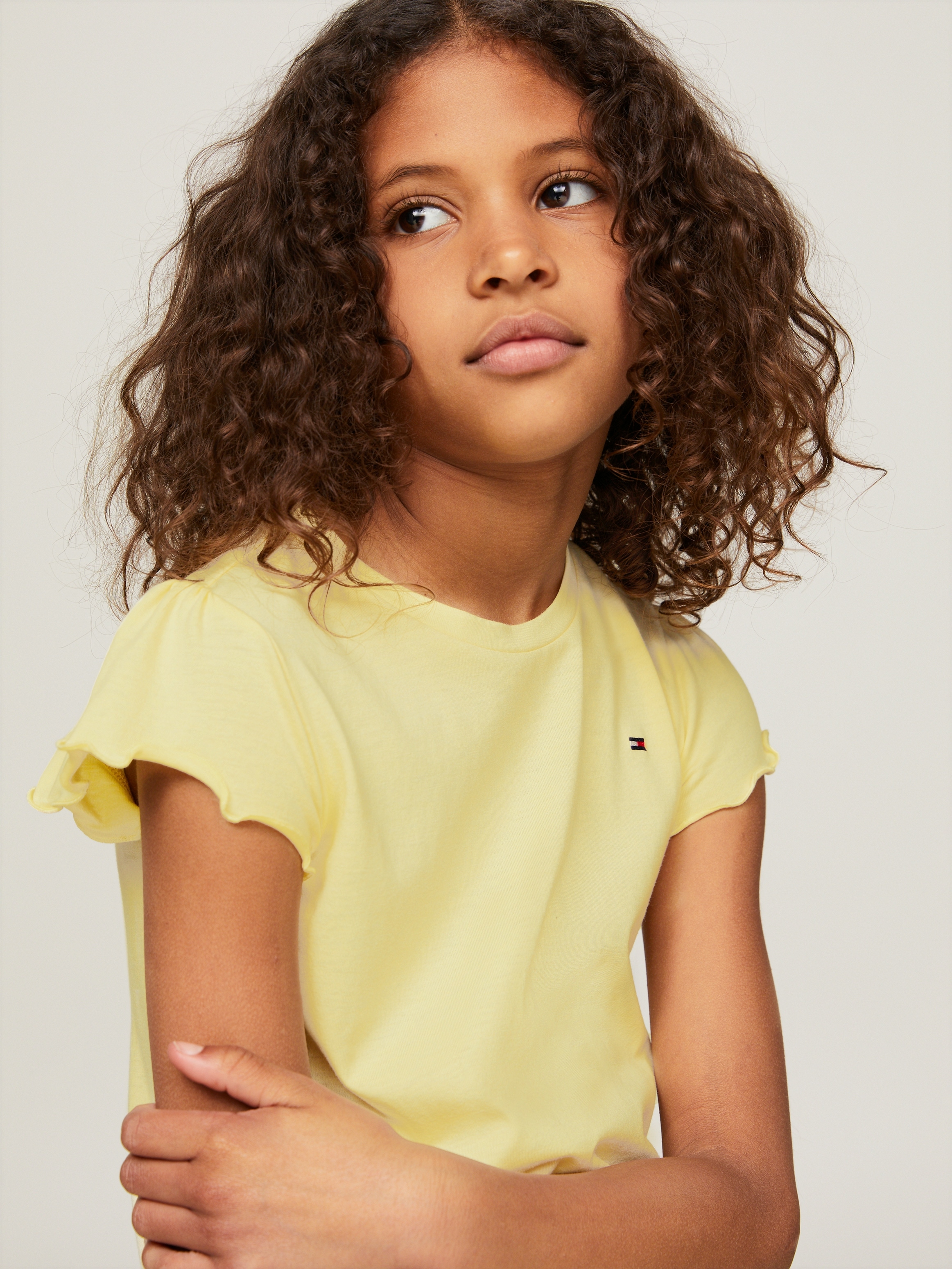 Tommy Hilfiger T-Shirt »ESSENTIAL RUFFLE SLEEVE TOP«, mit gewelltem Ärmelabschluss