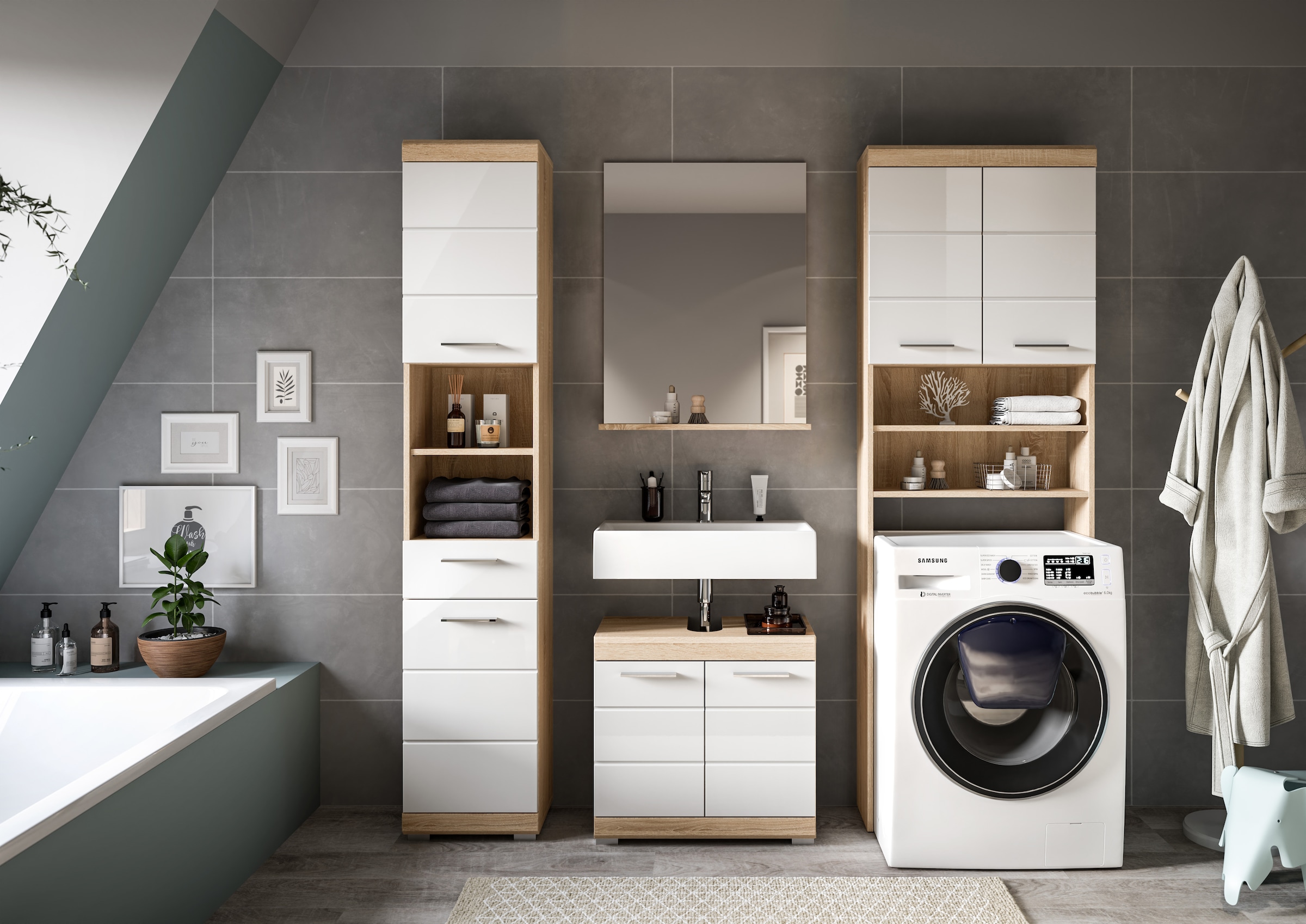 welltime Badmöbel-Set »Siena, 4 teilig, bestehend aus:« Set, TOPSELLER!, 4 Stk. tlg.