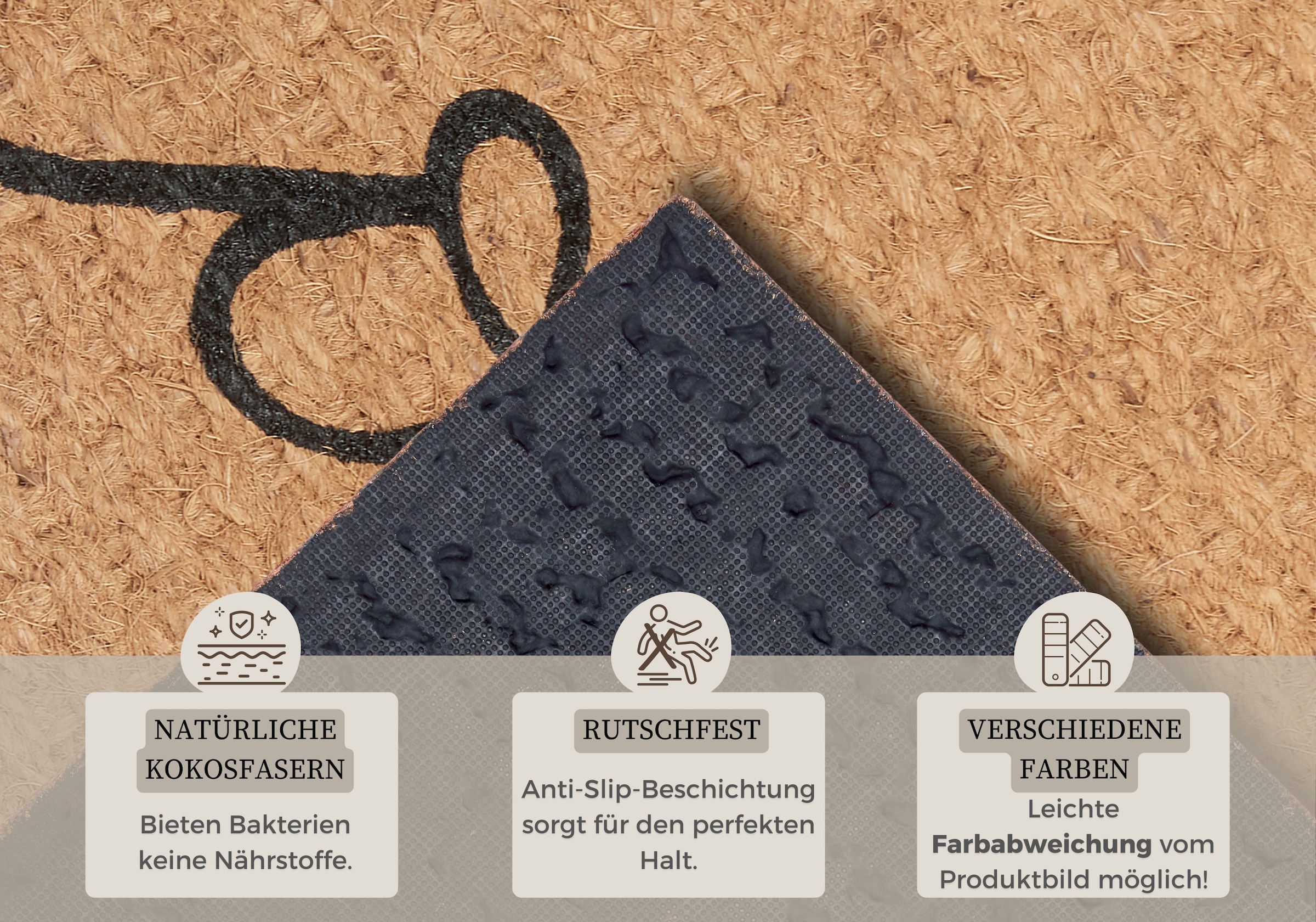 HANSE Home Fußmatte »Kokos Braided Home, Türmatte«, rechteckig, 15 mm Höhe, Kokos, Schmutzfangmatte, Outdoor, Rutschfest, Innen, Kokosmatte, Flur