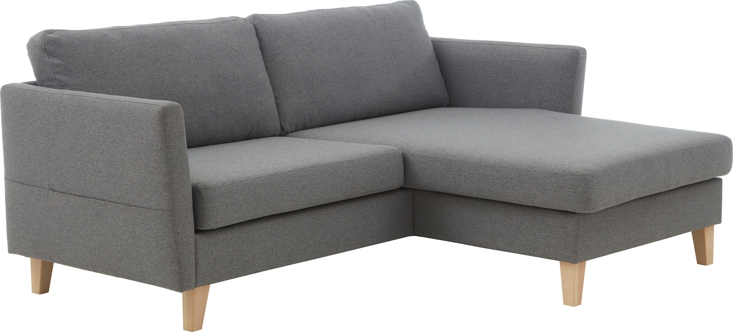 ATLANTIC home collection Ecksofa »Mailo L-Form«, mit Seitentaschen, Recamiere beidseitig montierbar, Massivholzfüße