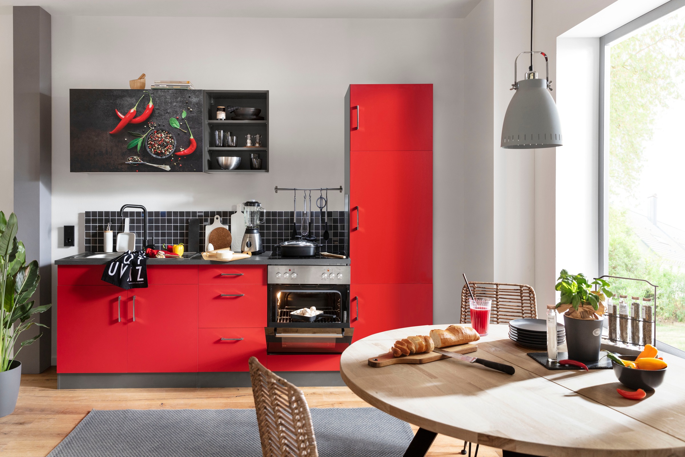 KOCHSTATION Küchenzeile »KS-Paris – Küchen mit einzigartigen Fotomotiven auf den Fronten« Breite 270 cm, wahlweise mit E-Geräten, mit Motivdruck