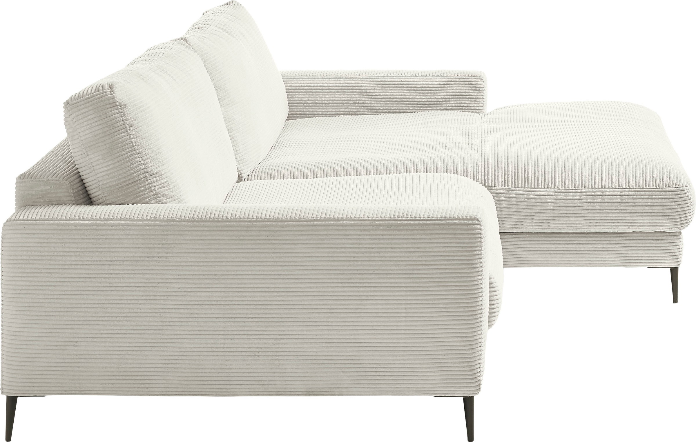 INOSIGN Ecksofa »Downtown, B/T/H: 272/190/84 cm L-Form«, weicher Sitzkomfort auch in Cord und Bouclé, incl. Zierkissen