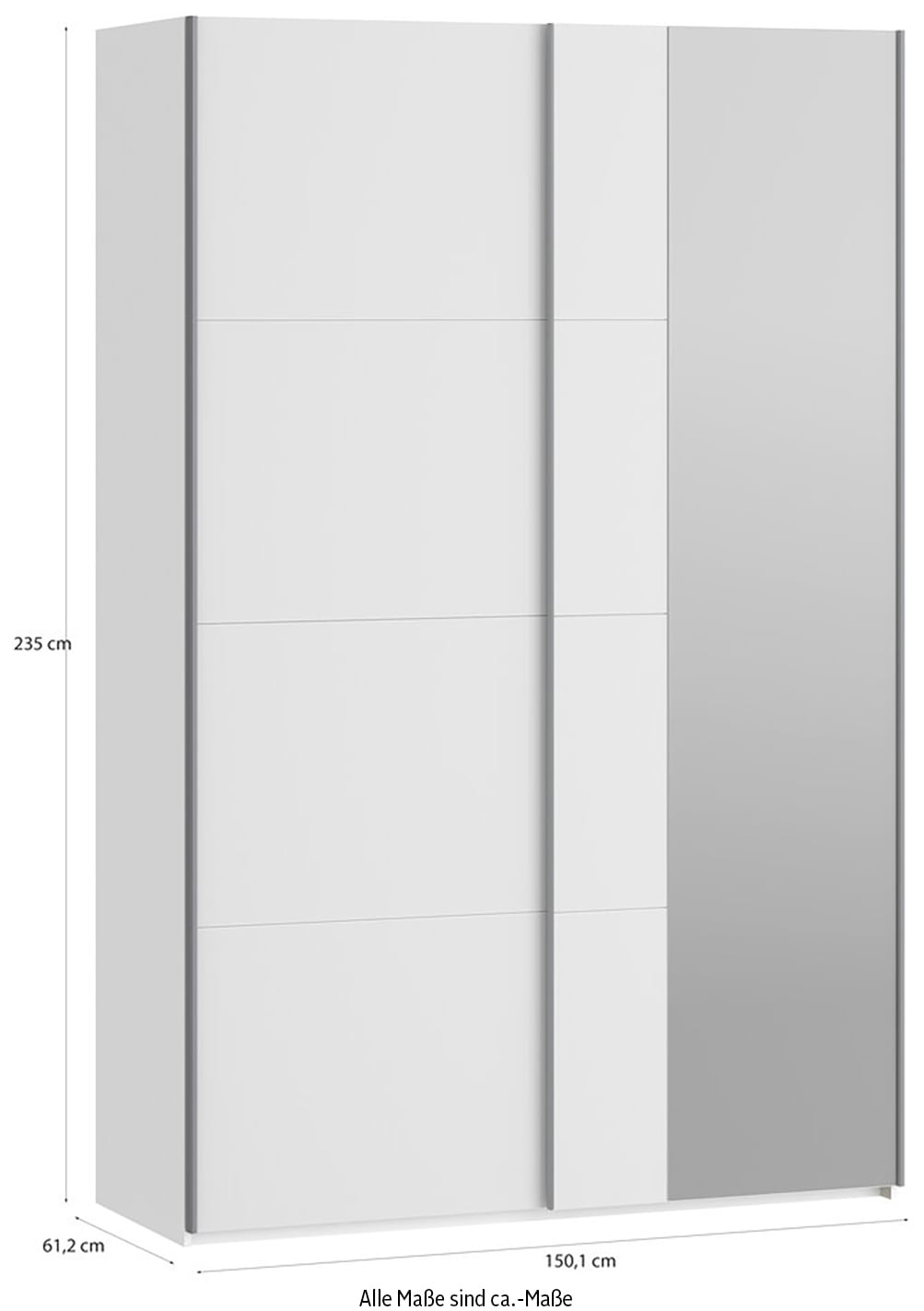 FORTE Schwebetürenschrank »Fittio. Made in Europe, 2 Schiebetüren, modernes Design« Höhe 2,35 mtr, stehende Montage, Spiegel