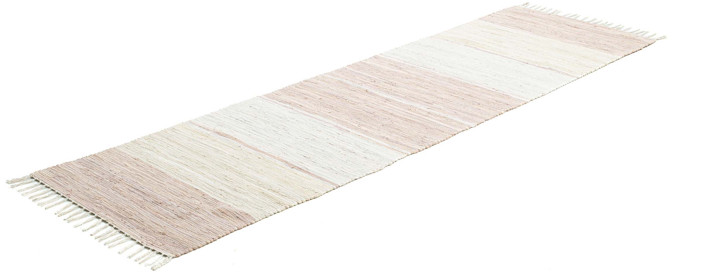 THEKO Läufer »Stripe Cotton«, rechteckig, 5 mm Höhe, Handweb Flachgewebe, reine Baumwolle, handgewebt, mit Fransen