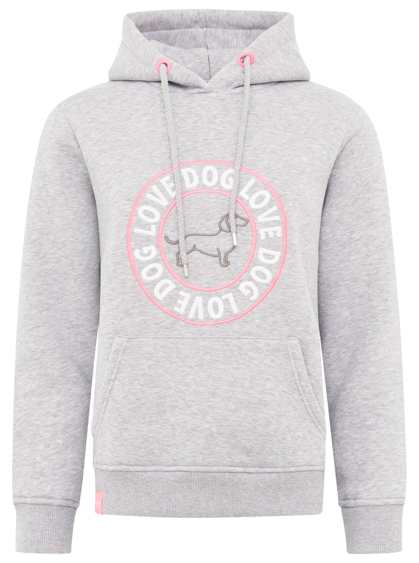 Zwillingsherz Hoodie »"Dog Love"«, mit gesticktem Dackel-Motiv, Schriftzug, Kordelzug, Rippenbündchen