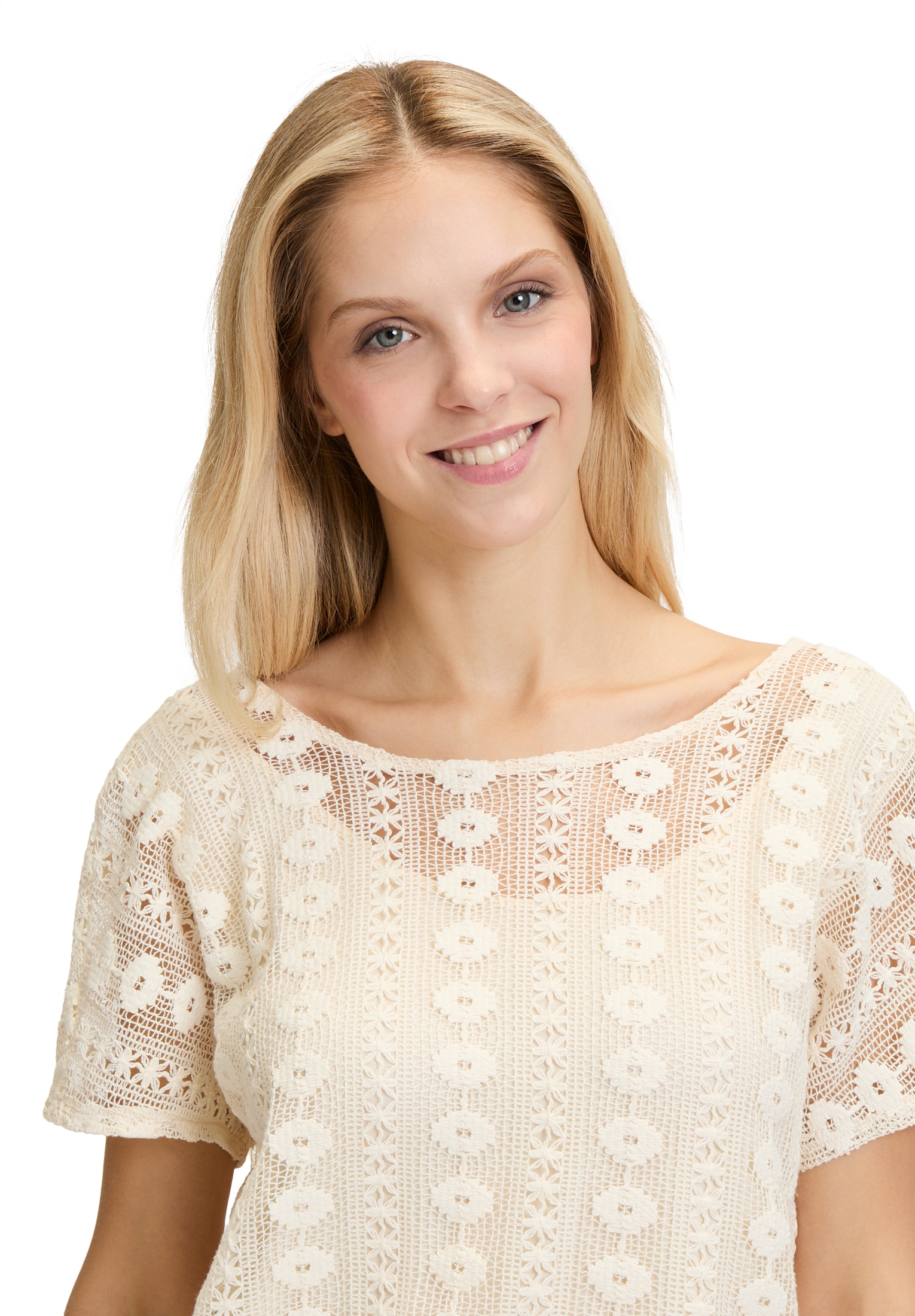 Cartoon Spitzenbluse »Spitzenshirt mit überschnittenen Ärmeln«
