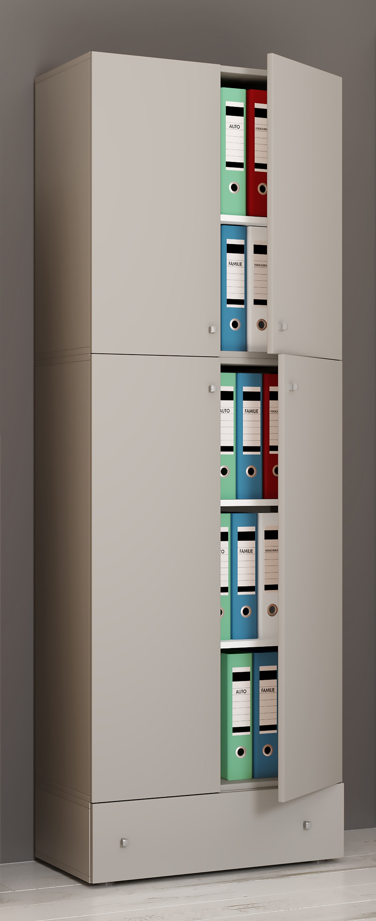 VCM Aktenschrank »VCM XXL Büroschrank mit 5 Fächern und einer Schublade | moderner Aktenschrank mit Drehtüren | Maße ca. H. 200 x B. 70 x T. 39 cm ¿ Lona 5-Fach«, (1 St.)