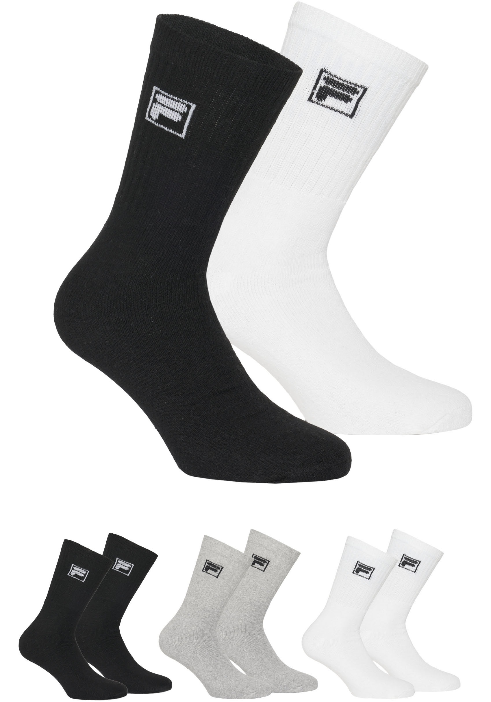 Fila Sportsocken »UNISEX CREW TENNIS FULL TERRY SOCKS«, (9 Paar), mit langem Rippenbündchen