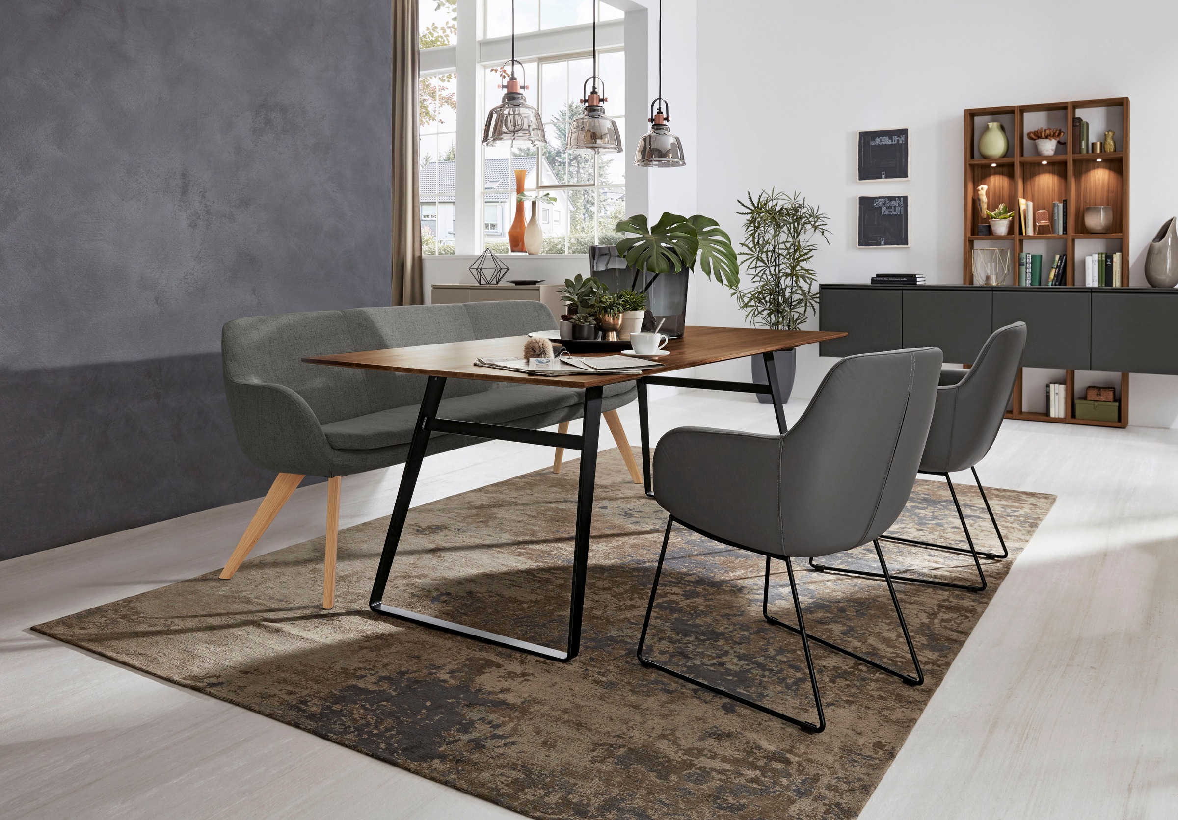 Musterring Essbank »Tavia« Stativgestell aus Eiche bianco massiv, Breite 180, 200 oder 220 cm