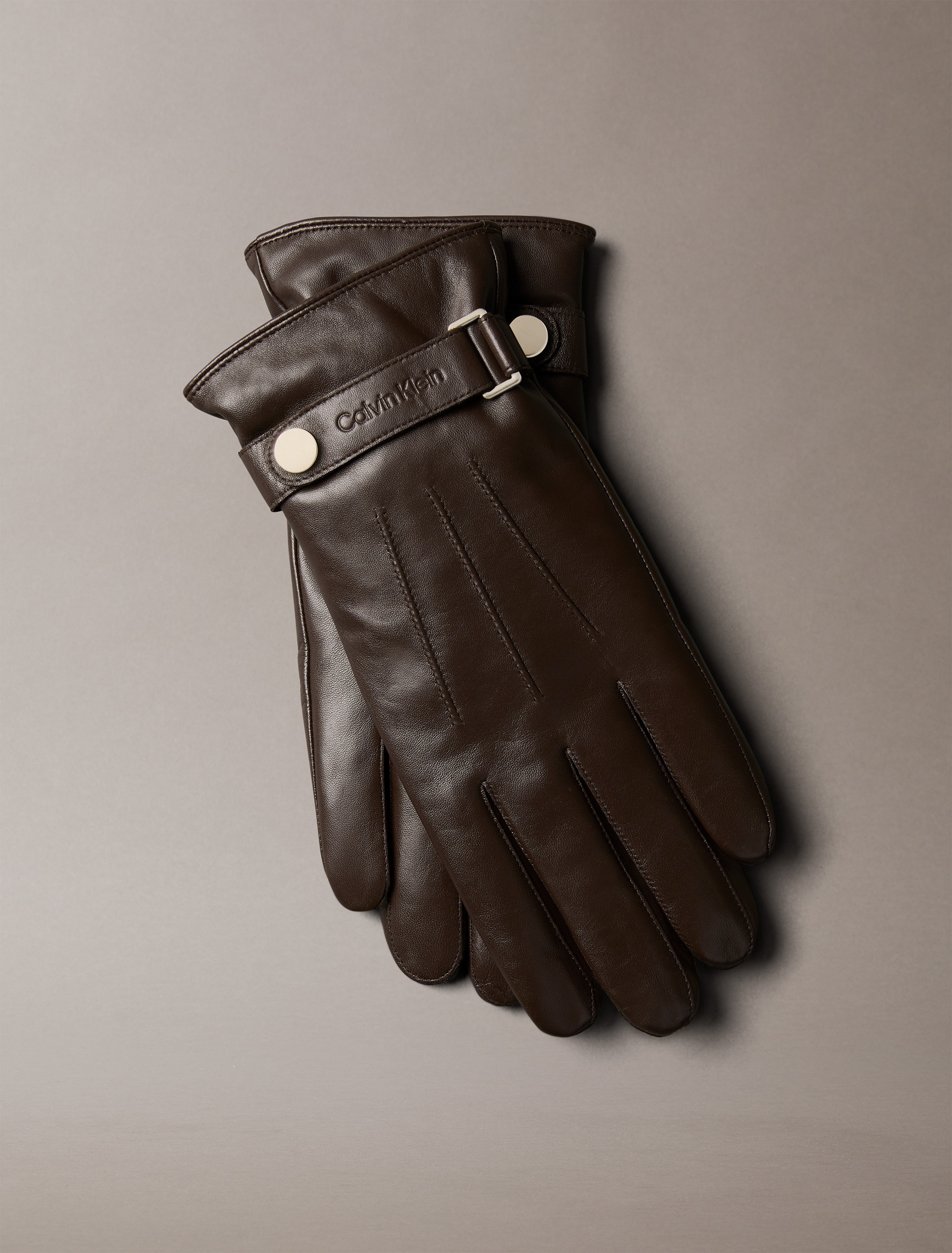 Calvin Klein Lederhandschuhe »LOGO STRAP SMOOTH LEATHER GLOVES« Perfekt für den Alltag