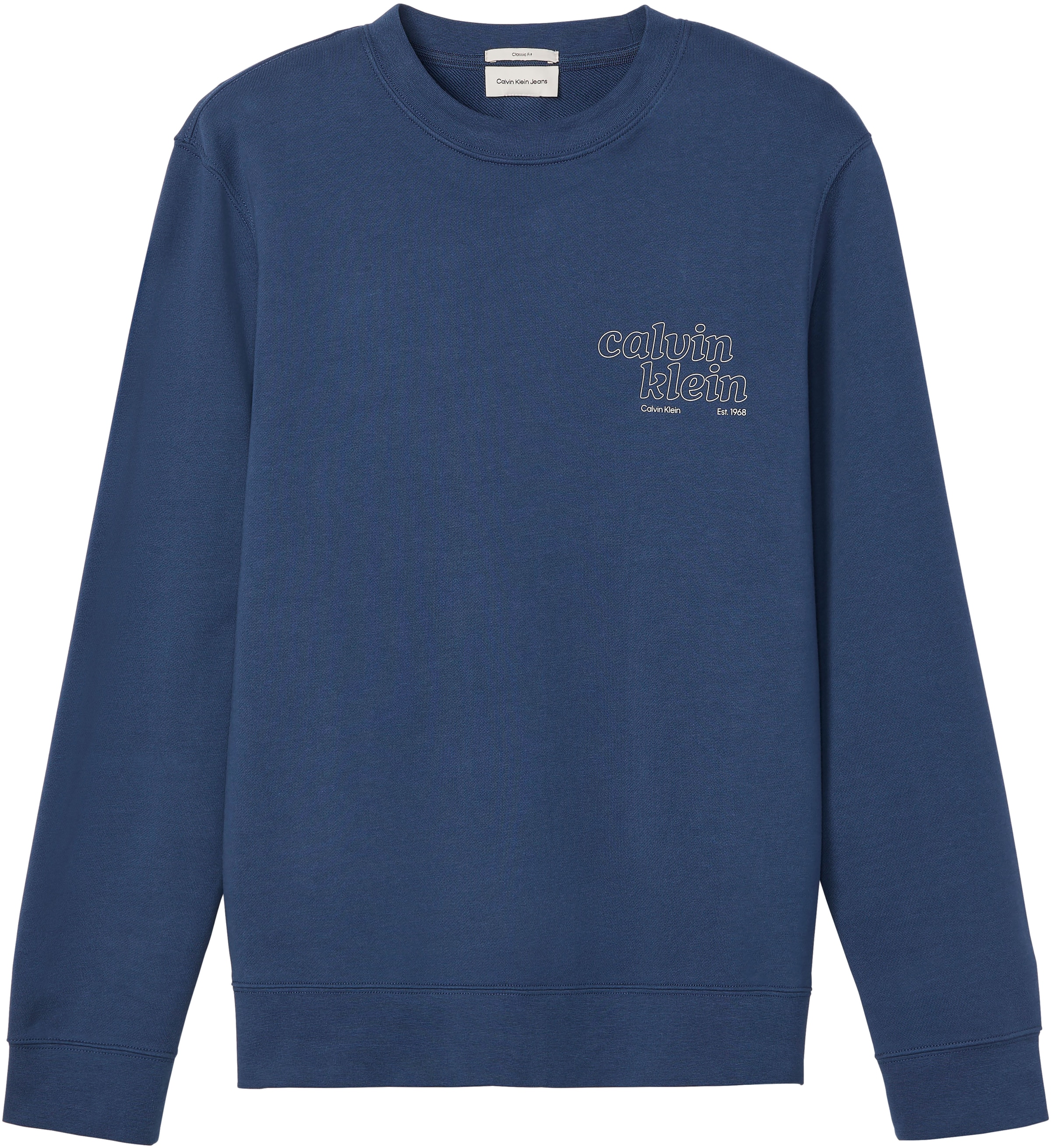 Calvin Klein Jeans Sweatshirt , Rundhalsausschnitt, Brustdruck, reine Baumwolle
