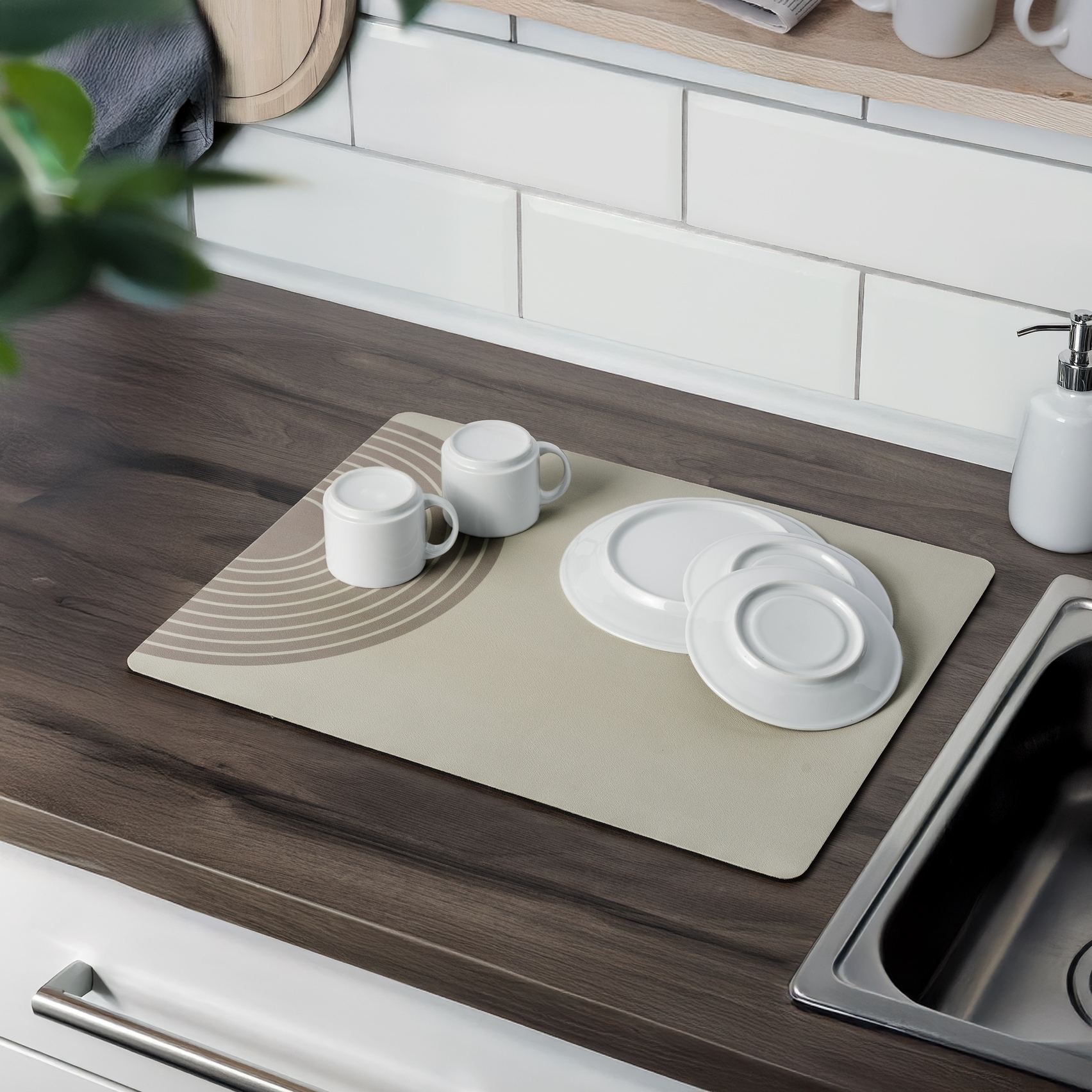 WENKO Abtropfmatte »Modell Dima« Spülmatte mit Diatomitpartikeln, einrollbar, schnelltrocknend