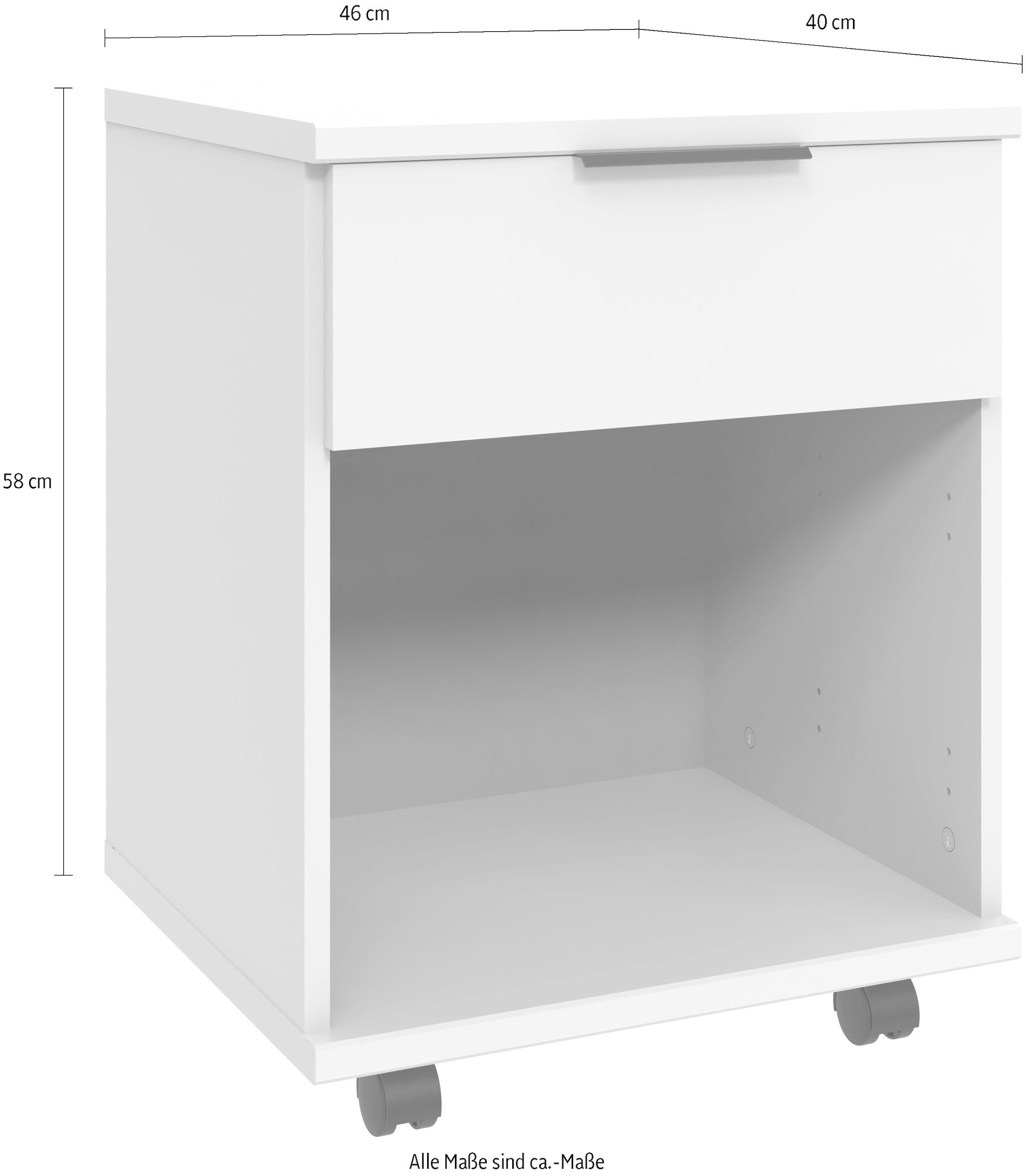 Wimex Rollcontainer »Norderney, B/T/H 46/40/58cm in 2 Farben«, 1 Schublade und 1 offenes Fach, auf Kunststoffrollen