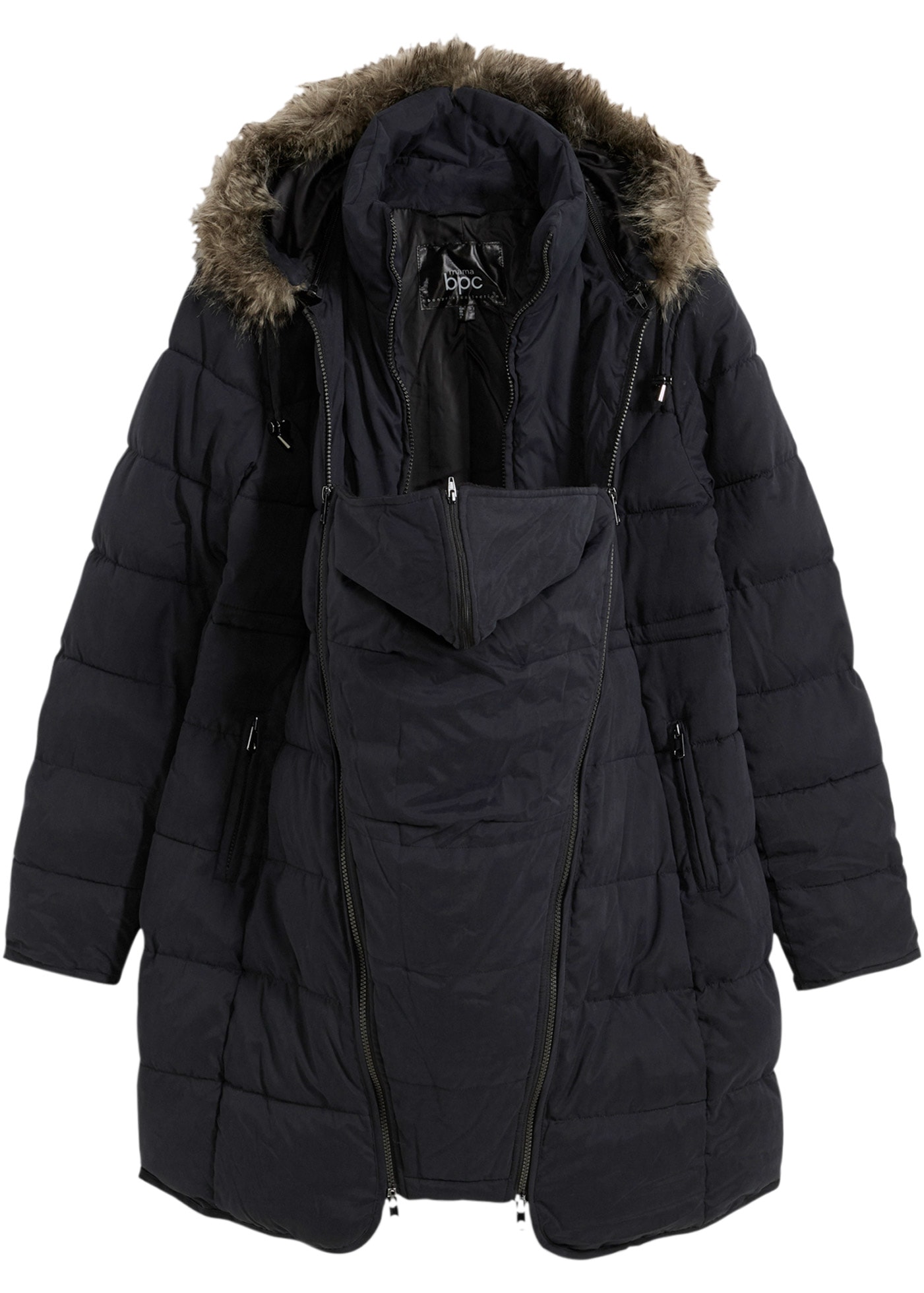 bonprix Umstandsjacke »3-in-1 warm wattierte Umstands- und Tragejacke« mit Kapuze Wattierte warme Winterjacke 3-in-1 warm Umstands- und Tragefunktion