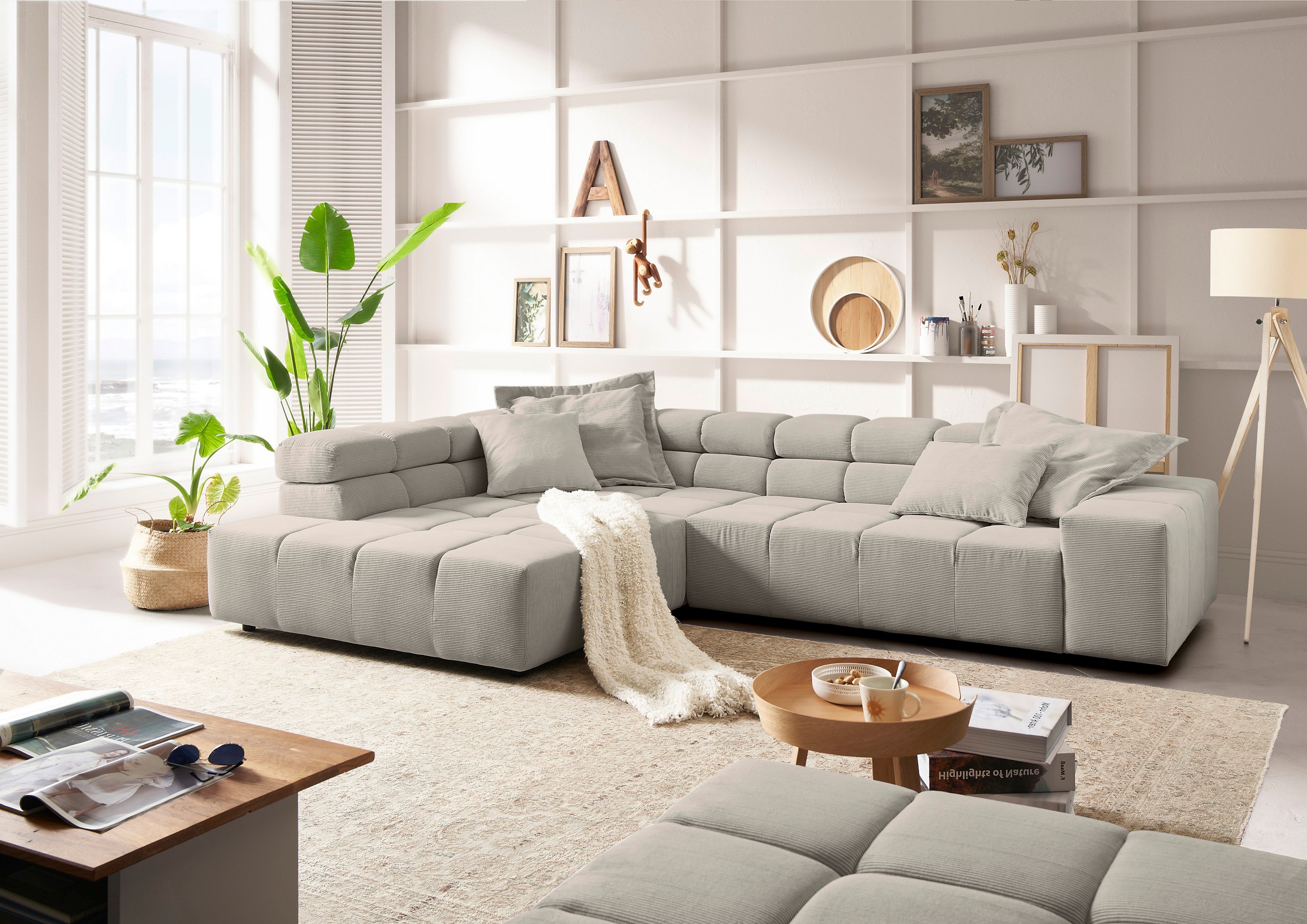 INOSIGN Ecksofa »Ancona incl. Kopfteilverstellung, Breite 319cm, L-Form«, wahlweise motorische Sitztiefenverstellung, auch in Cord + Easy Care