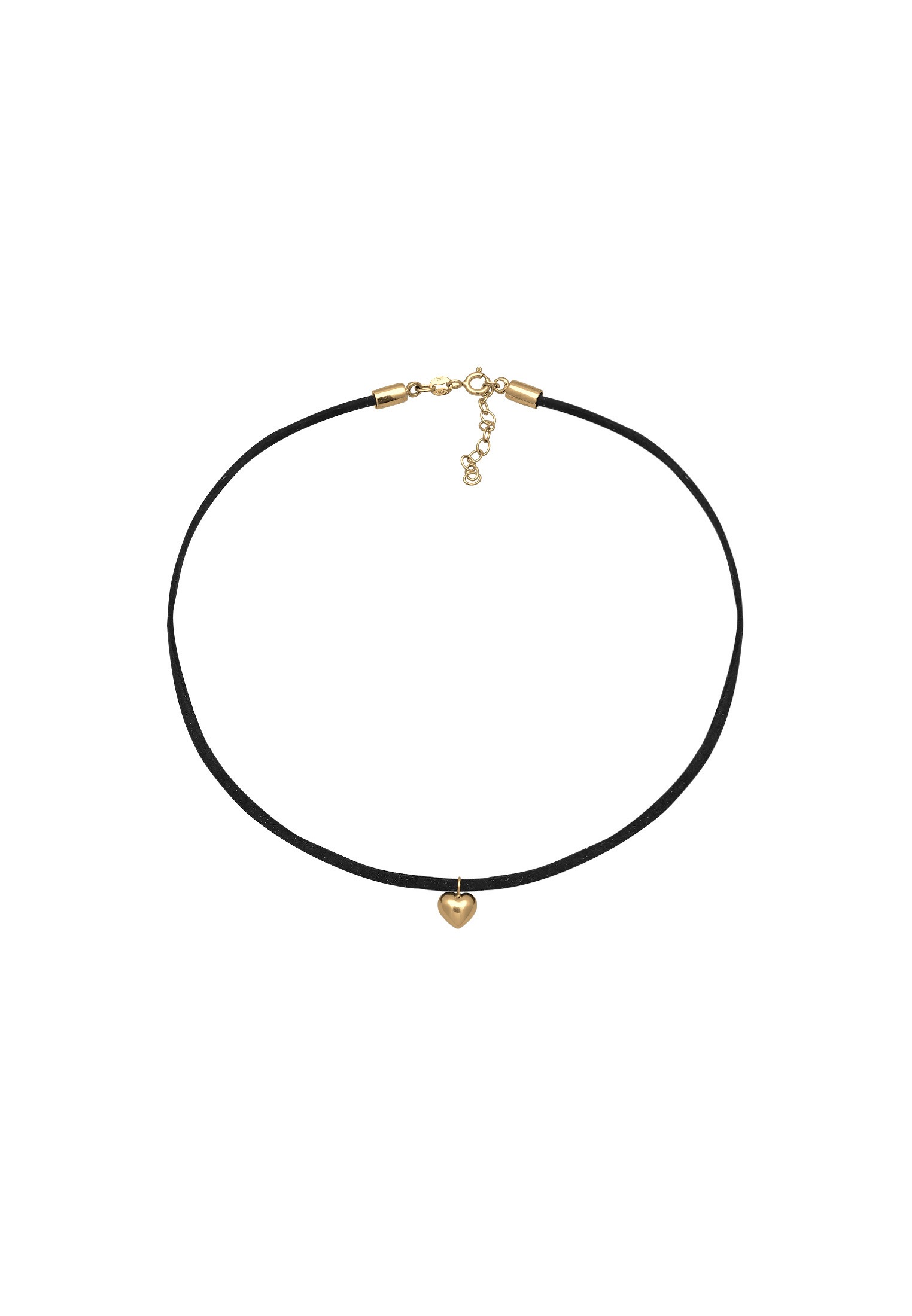Elli Choker »Halskette Lederkette synthetisch Herz Anhänger 925 silber«