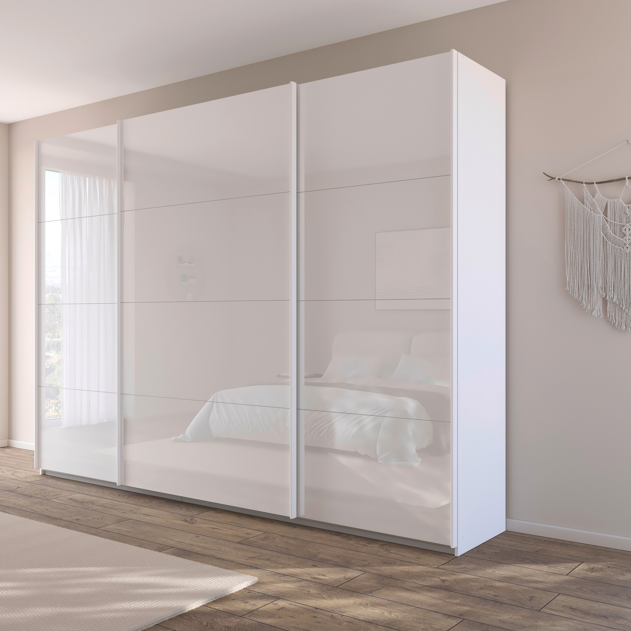 rauch Schwebetürenschrank »Kleiderschrank Schrank Garderobe AGORDO mit Glasfront«, durchdachte Innenausstattung, in 4 Breiten und 2 Höhen MADE IN GERMANY