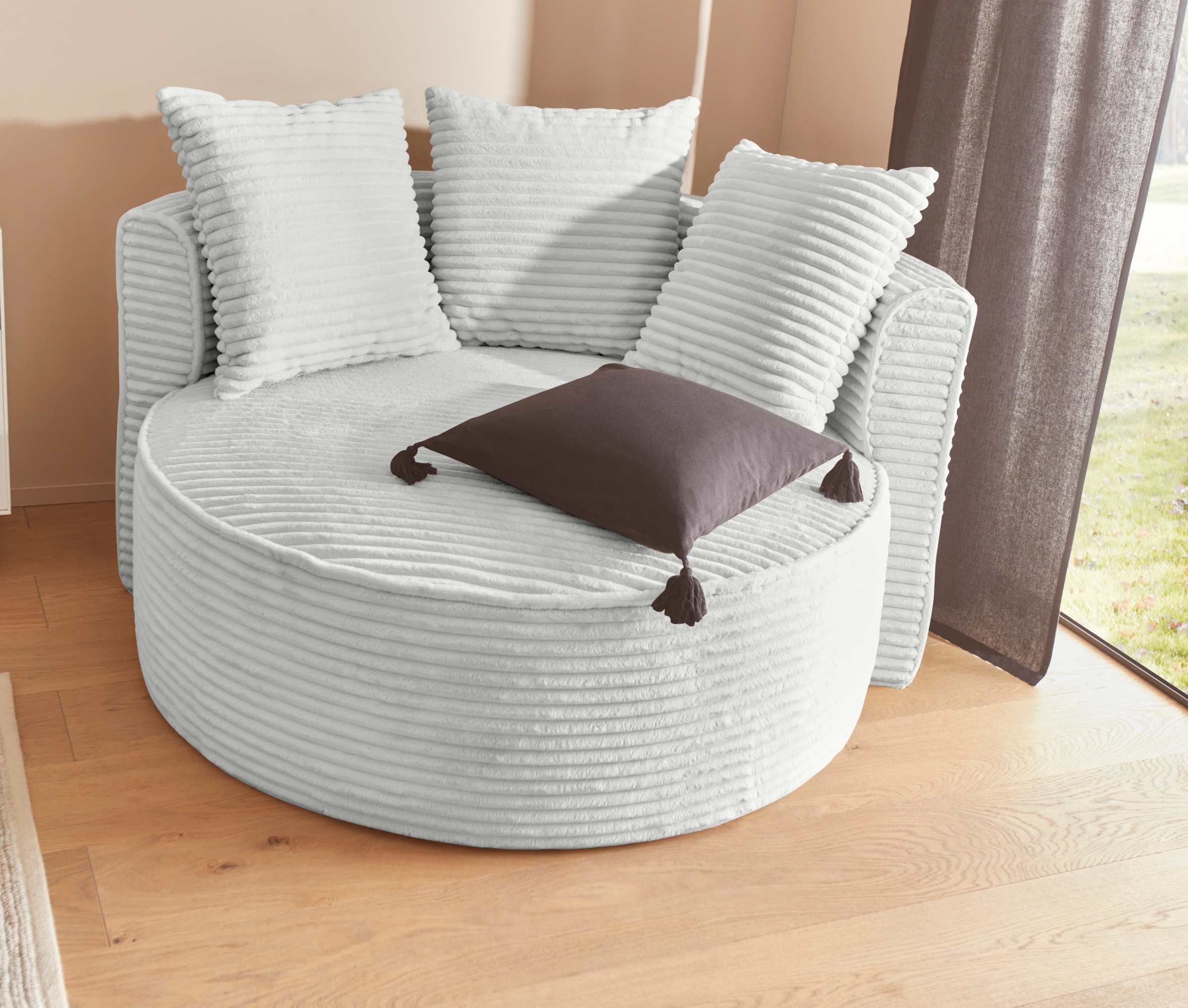 LeGer Home by Lena Gercke XXL-Sessel »Isalie, Sessel in modernen Farben, Lesesessel, Loveseat, Big-Sessel«, trendige Stoffe, mit 3 Zierkissen, große Sitzfläche, Hocker optional