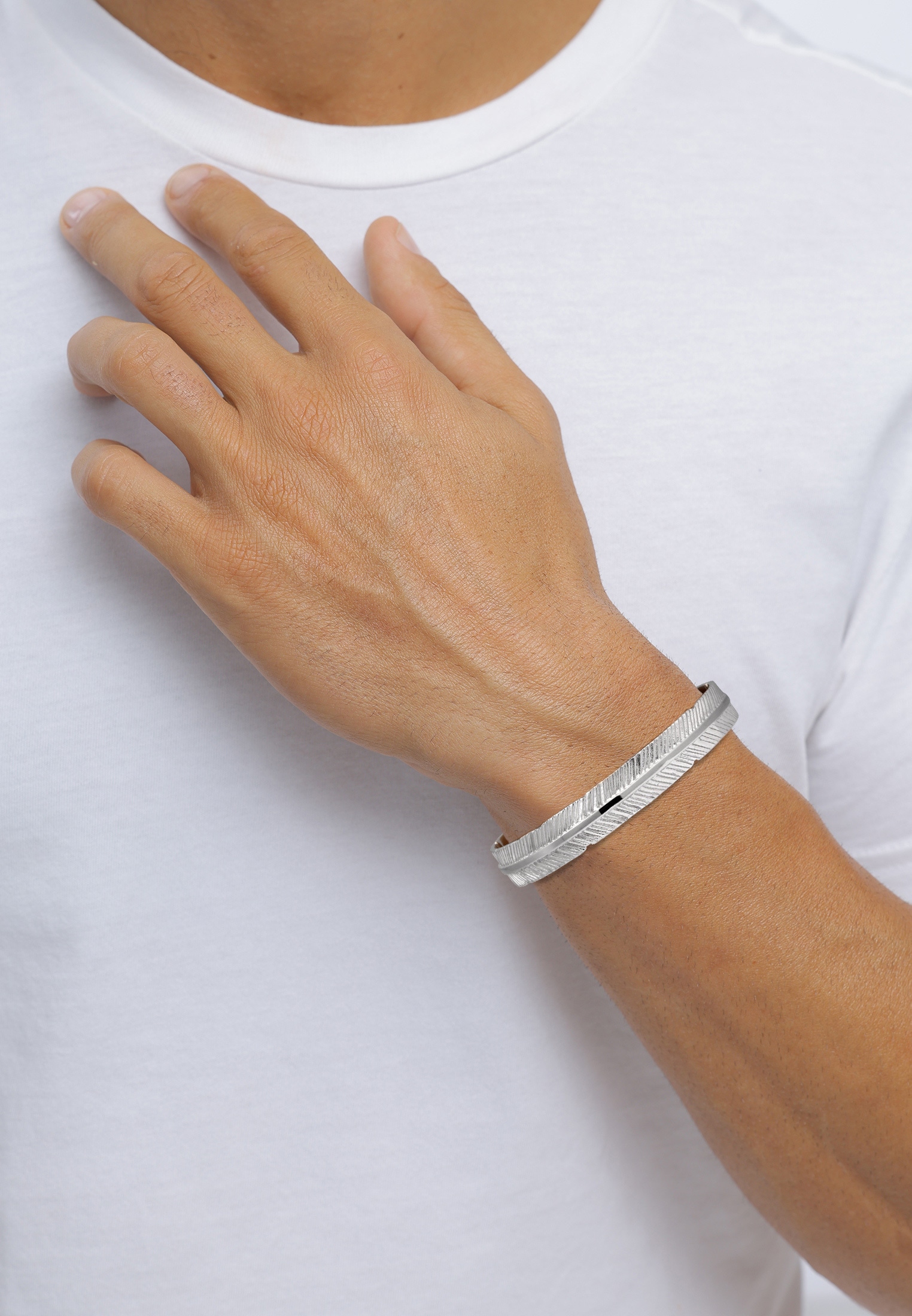 Kuzzoi Armreif »Armband Armreif Feder 925 Sterling Silber«