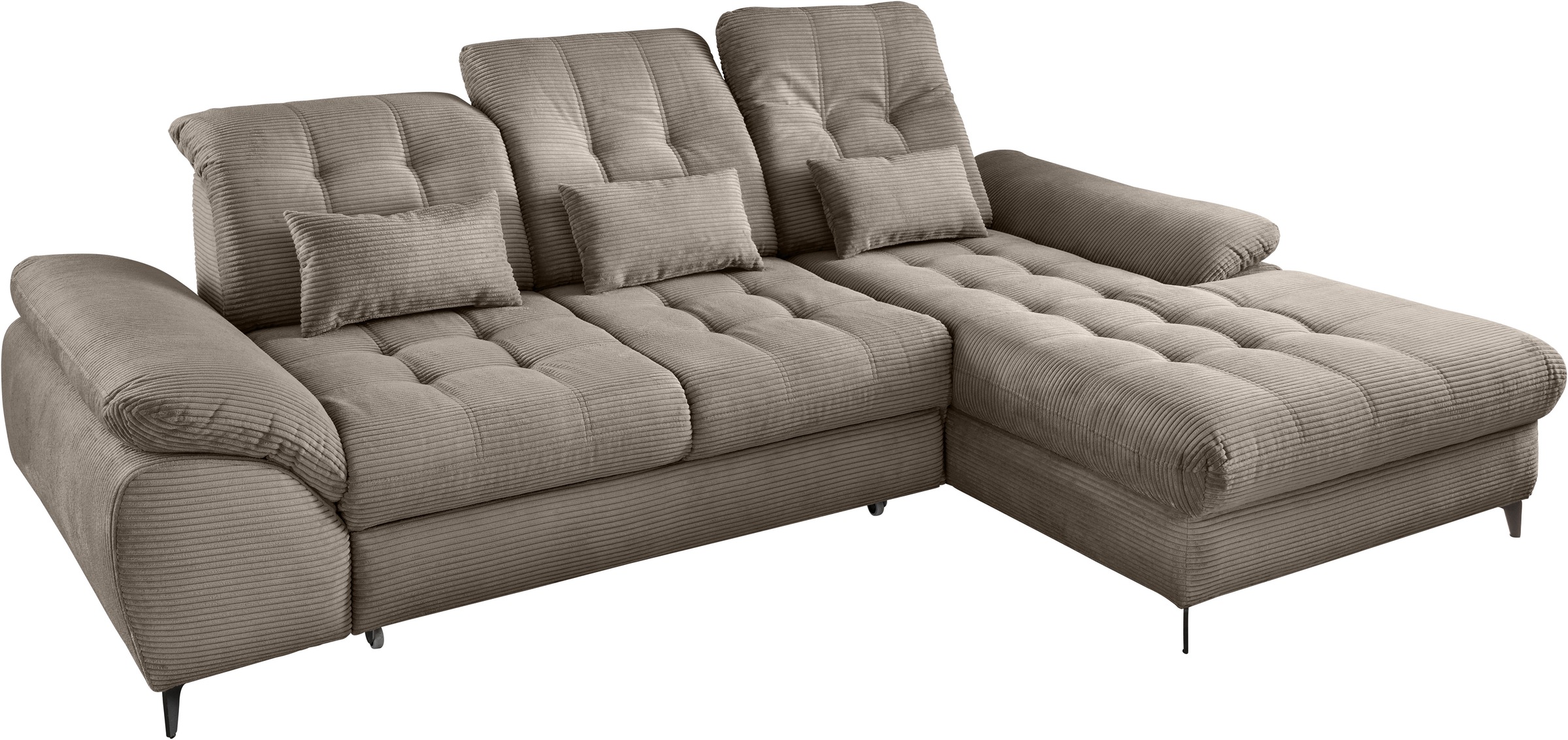 Home affaire Ecksofa »Lazio modern und bequem, schmale Armlehnen, tolle Detailverarbeitung« zwei verschiedene Fußfarben wählbar
