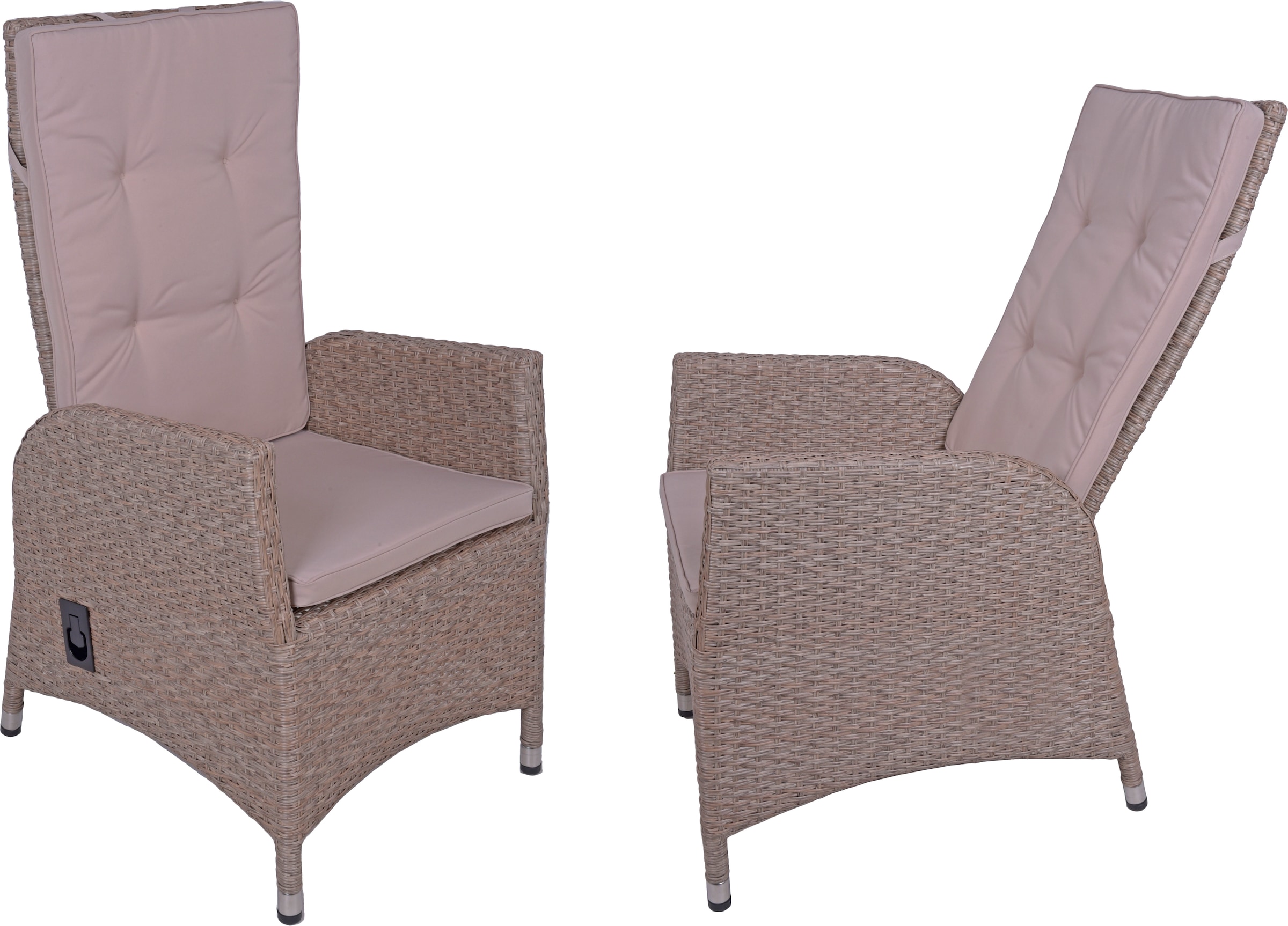 Garden Pleasure Garten-Essgruppe », Tischgruppe »BRAGA Set 01«, weidenbraun« Set, 7 Stk. tlg. 6 Sessel, mit Gasfedern, Tisch LxB: 220x100 cm, inkl Auflagen