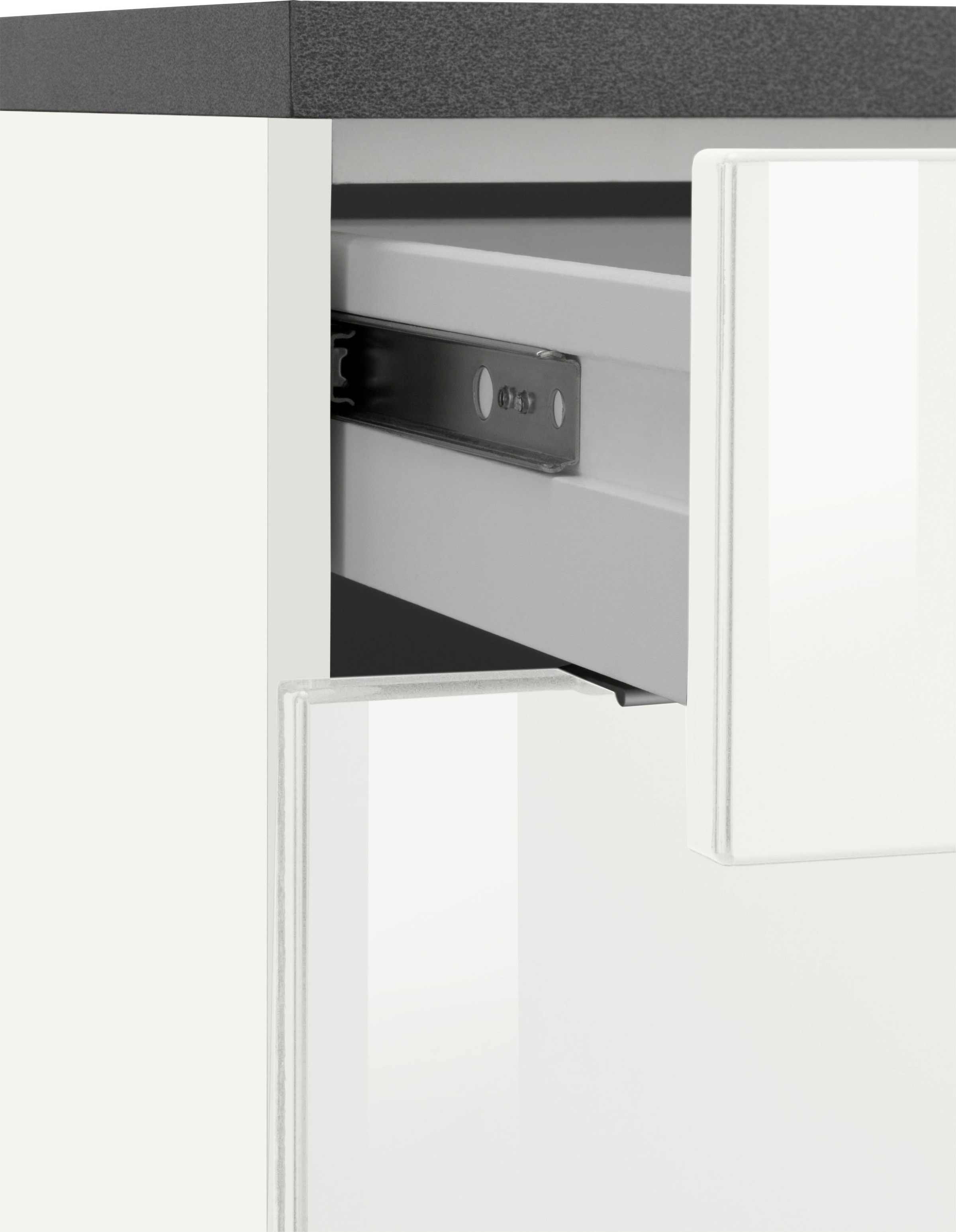 KOCHSTATION Küchenzeile »KS-Brindisi«, Breite 270 cm, wahlweise mit E-Geräten, mit MDF-Fronten und Regal