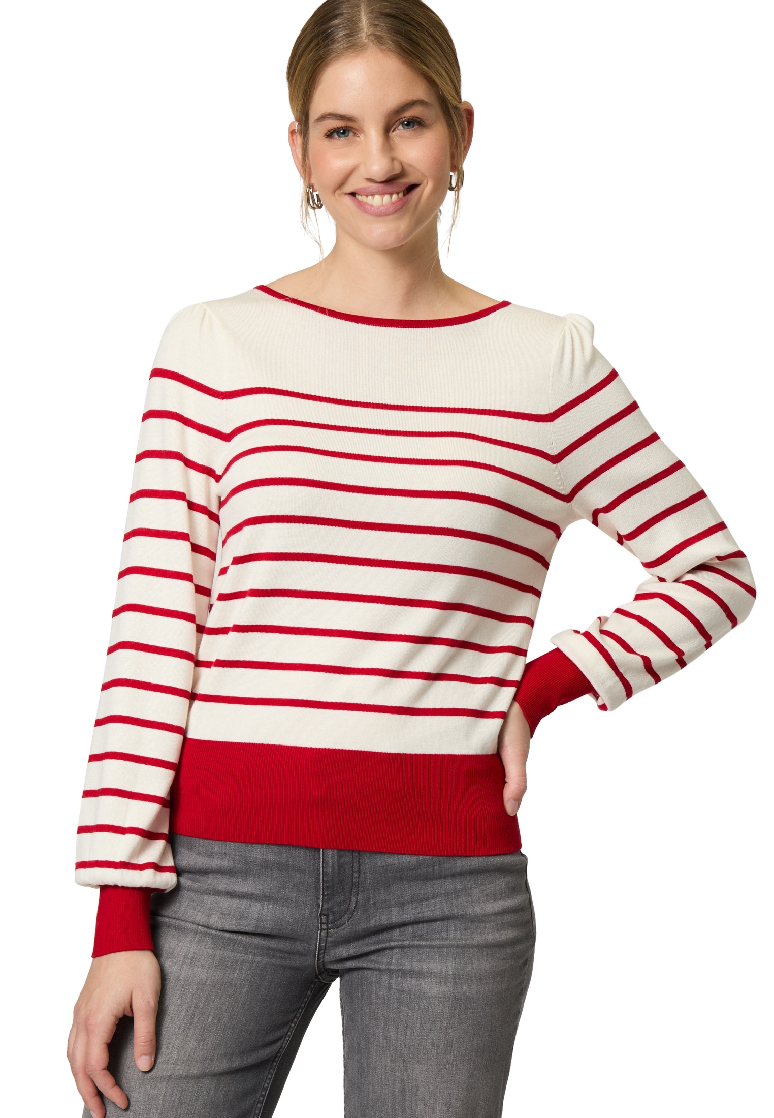 Zero Rundhalspullover »Pullover mit Streifen«