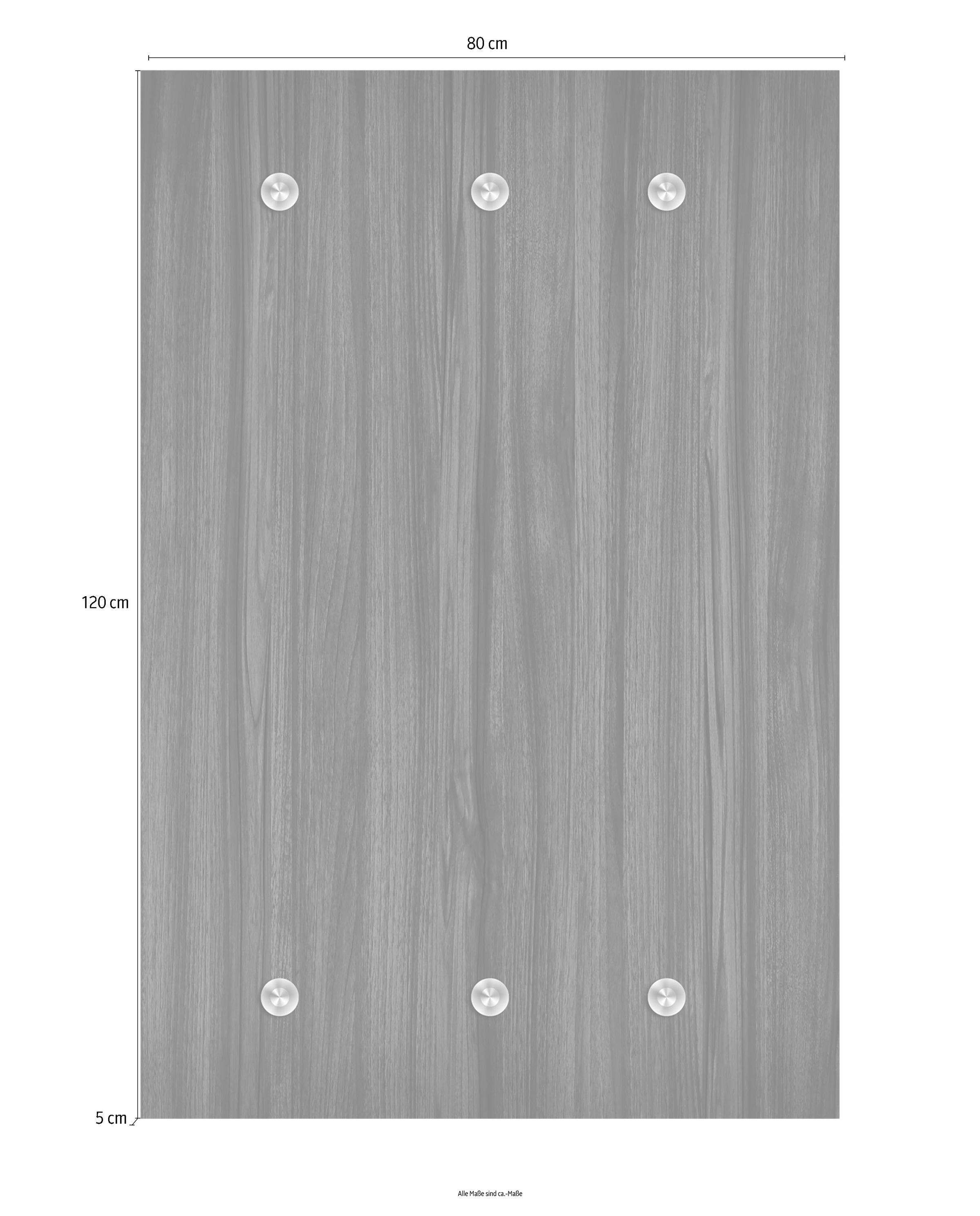 queence Garderobenleiste »Holzoptik« mit 6 Haken, 80 x 120 cm