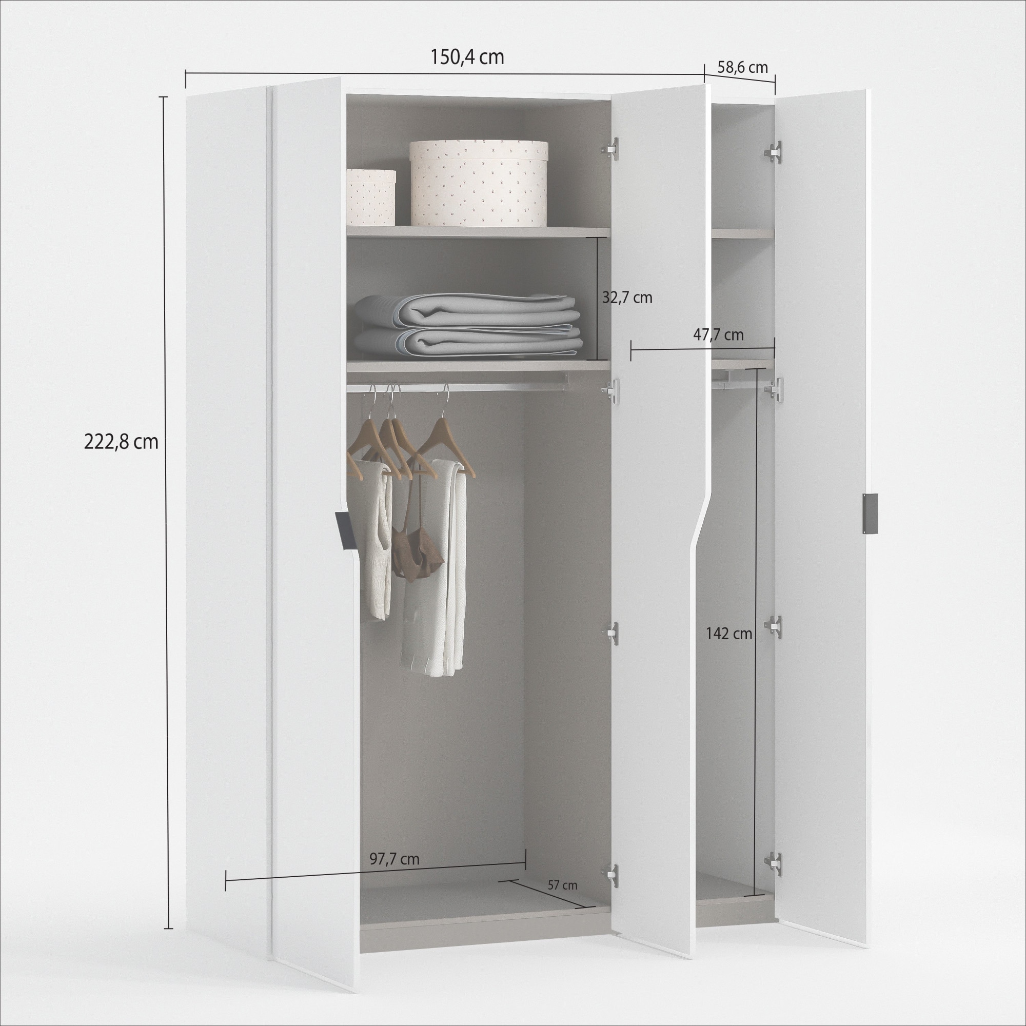 Home affaire Kleiderschrank »AMETISTA, Drehtürenschrank, designgeformten Fronten« Made in Italy, hochglanz lackiert, Basisausführung, Zubehör extra