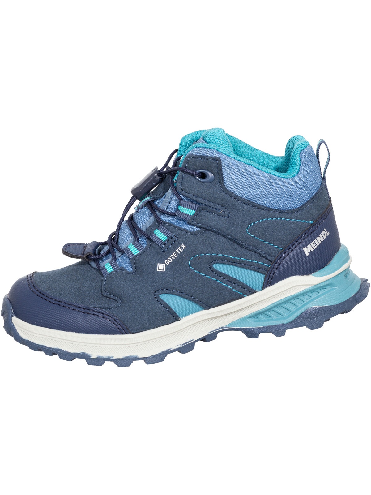 Meindl Wanderschuh »Meindl Kivo Junior Mid GTX jeans/türkis«  Herausnehmbares Best-Fit-Fußbett für optimalen Sitz bei Kinderfüßen