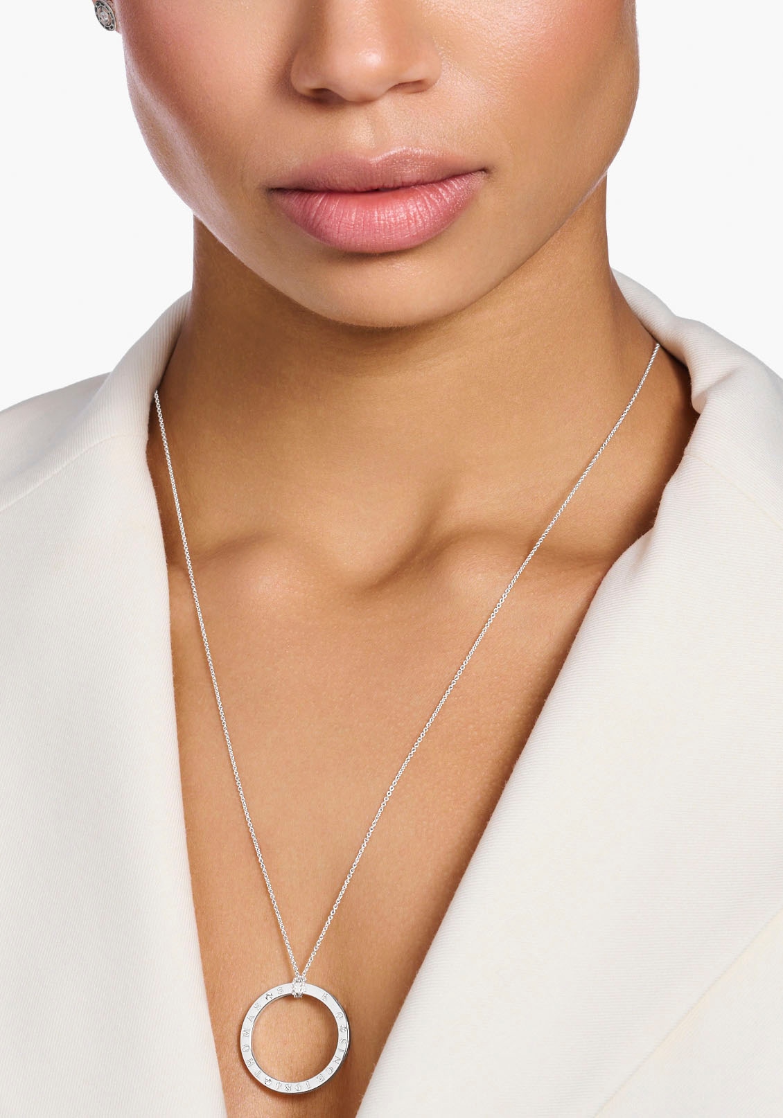 THOMAS SABO Kette mit Anhänger »Kreis silber, KE1877-051-14-L90«, mit Zirkonia (synth.)