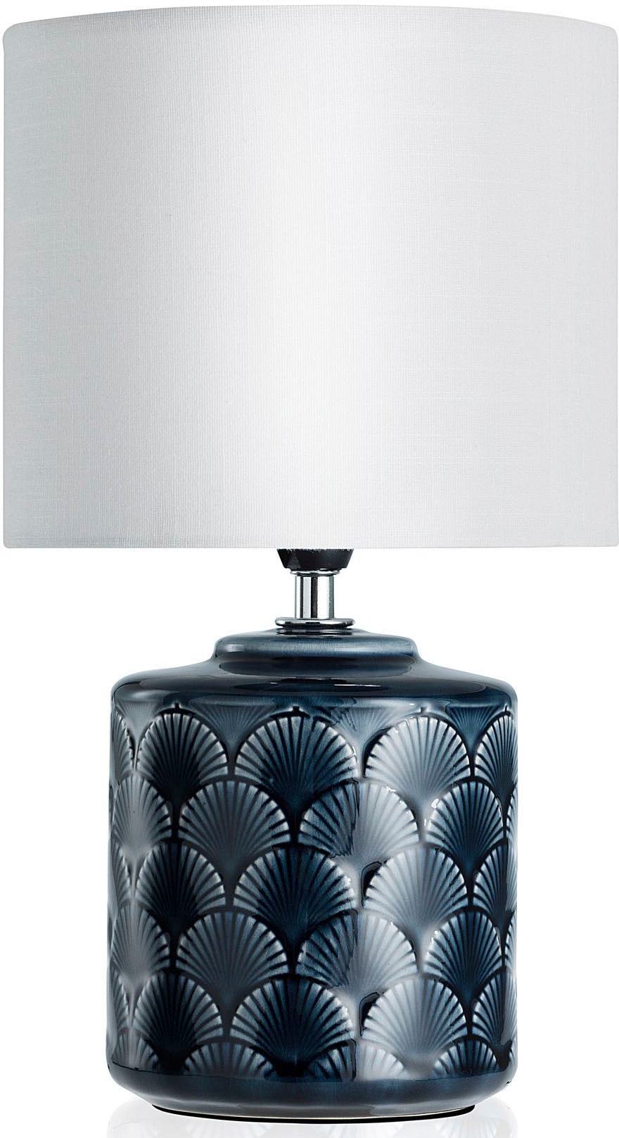 Pauleen Tischleuchte »Glowing Midnight«, 1 flammig, Leuchtmittel E14 | ohne Leuchtmittel, E14, Stoffschirm, Blau, Weiß, Keramik
