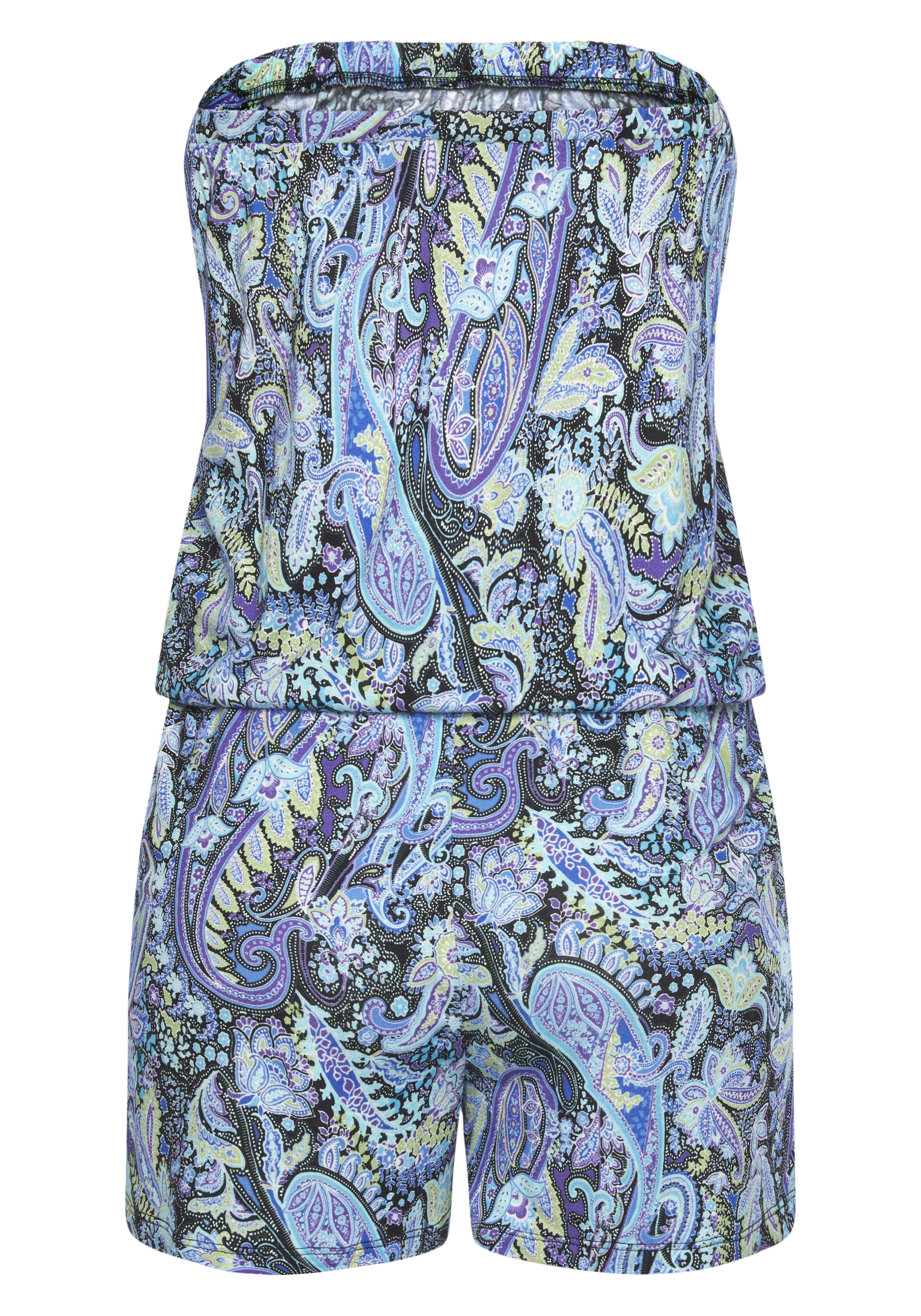 LASCANA Bandeauoverall, mit Paisleydruck, kurzer Jumpsuit mit Taschen, schulterfrei