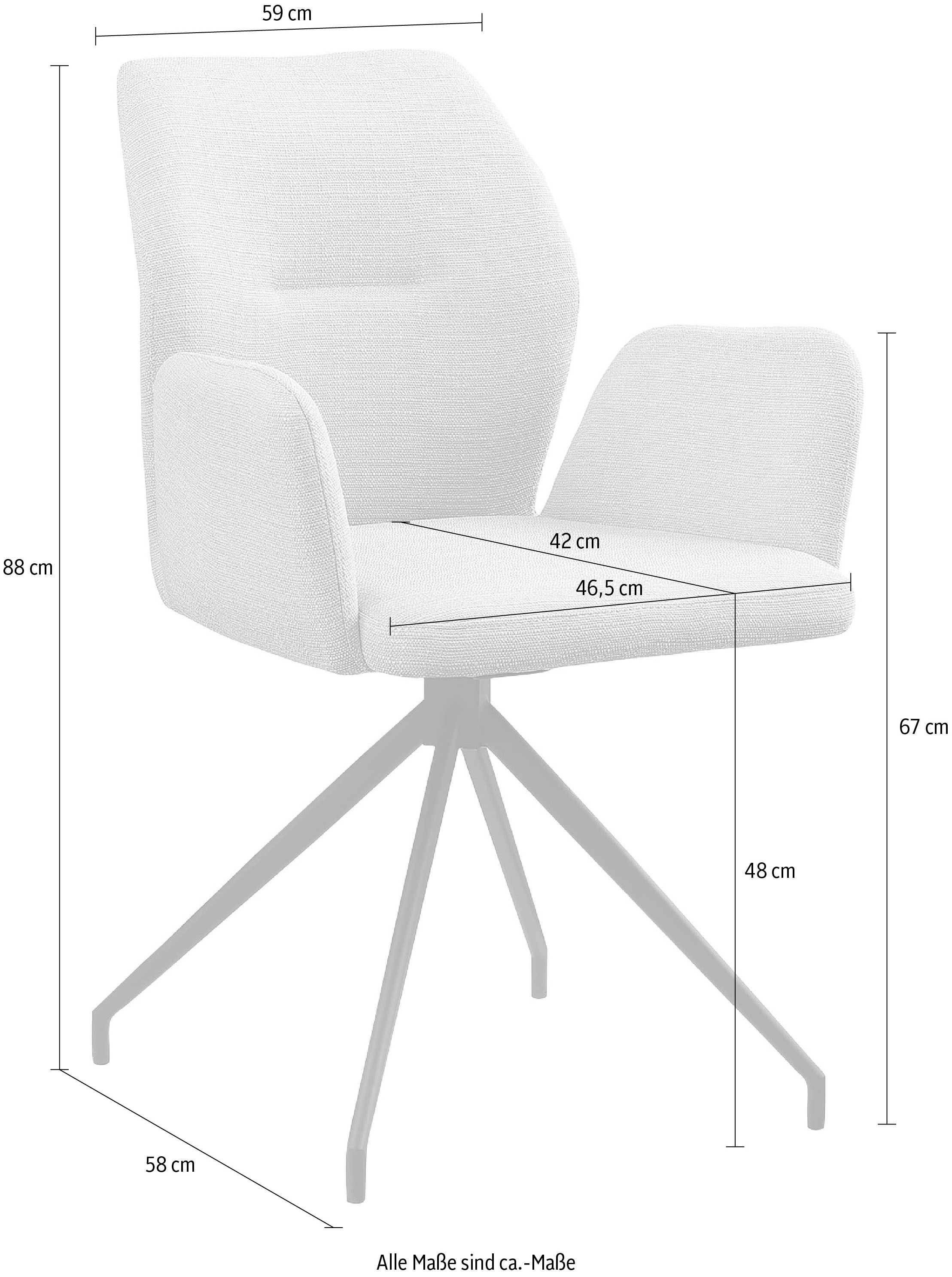 SalesFever Esszimmerstuhl »Taormina Armlehnstuhl, Gestell schwarz«, 1 St., Webstoff strukturiert, Esszimmersessel mit 180° Drehfunktion