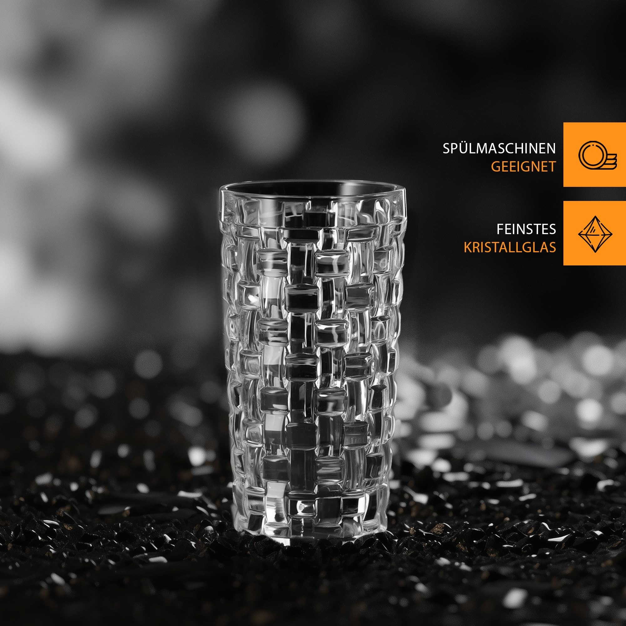 Nachtmann Longdrinkglas »Longdrinkgläser Bossa Nova 395 ml 4er Set transparent« Erhöhte Bruchfestigkeit, Kristallglas, spülmaschinenfest