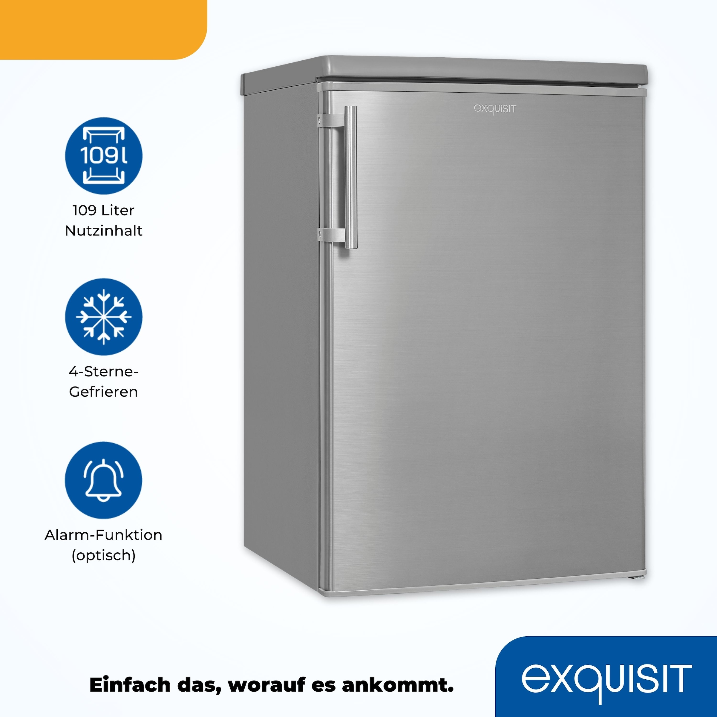 exquisit Kühlschrank »KS16-4-HE-040E inoxlook«, 109 L Volumen, 4 Sterne Gefrieren