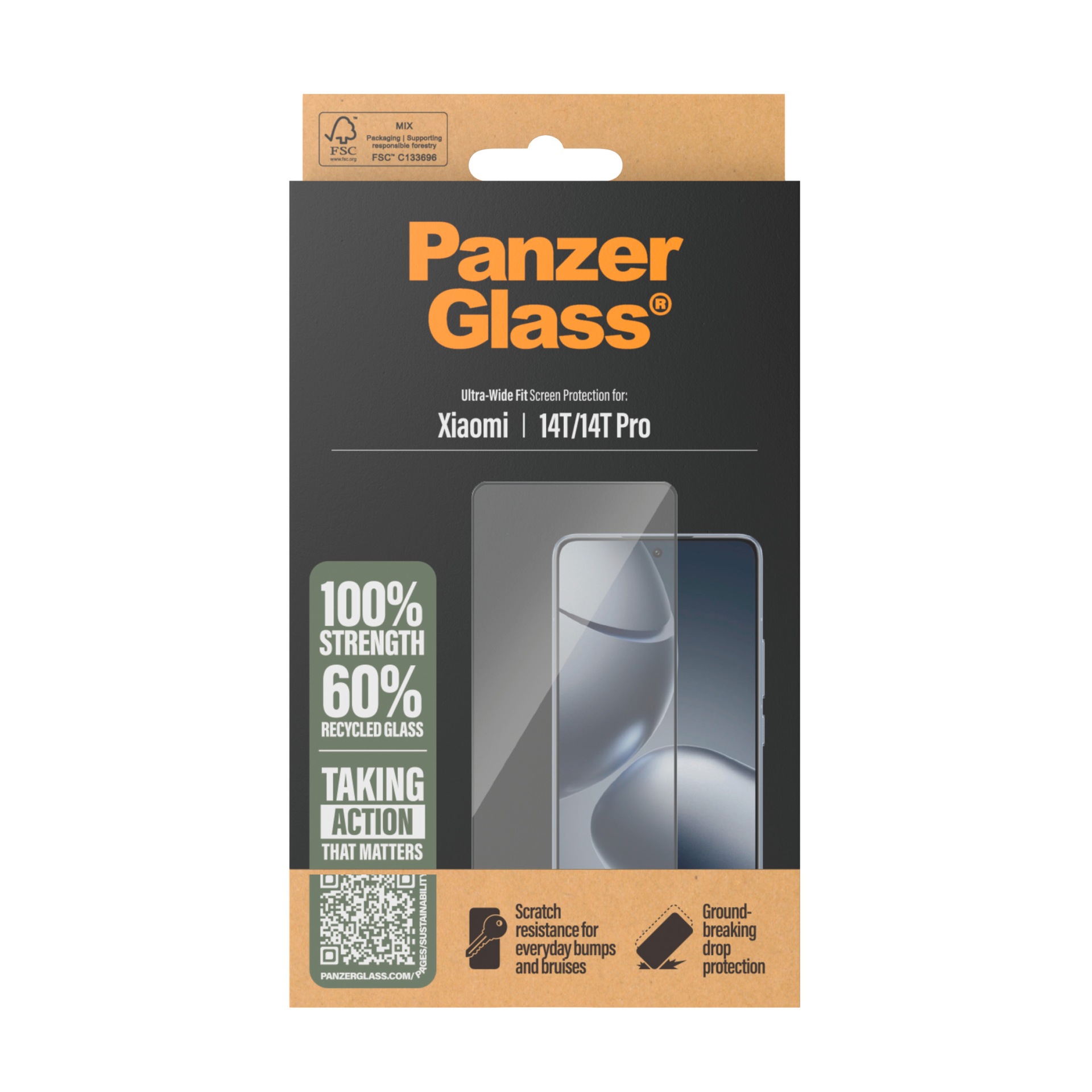CARE by PanzerGlass Displayschutzglas »Ultra-Wide Fit Screen Protector«, für Xiaomi 14T-Xiaomi 14T Pro, Displayschutzfolie, Schutzfolie, Bildschirmschutz, kratz- & stoßfest