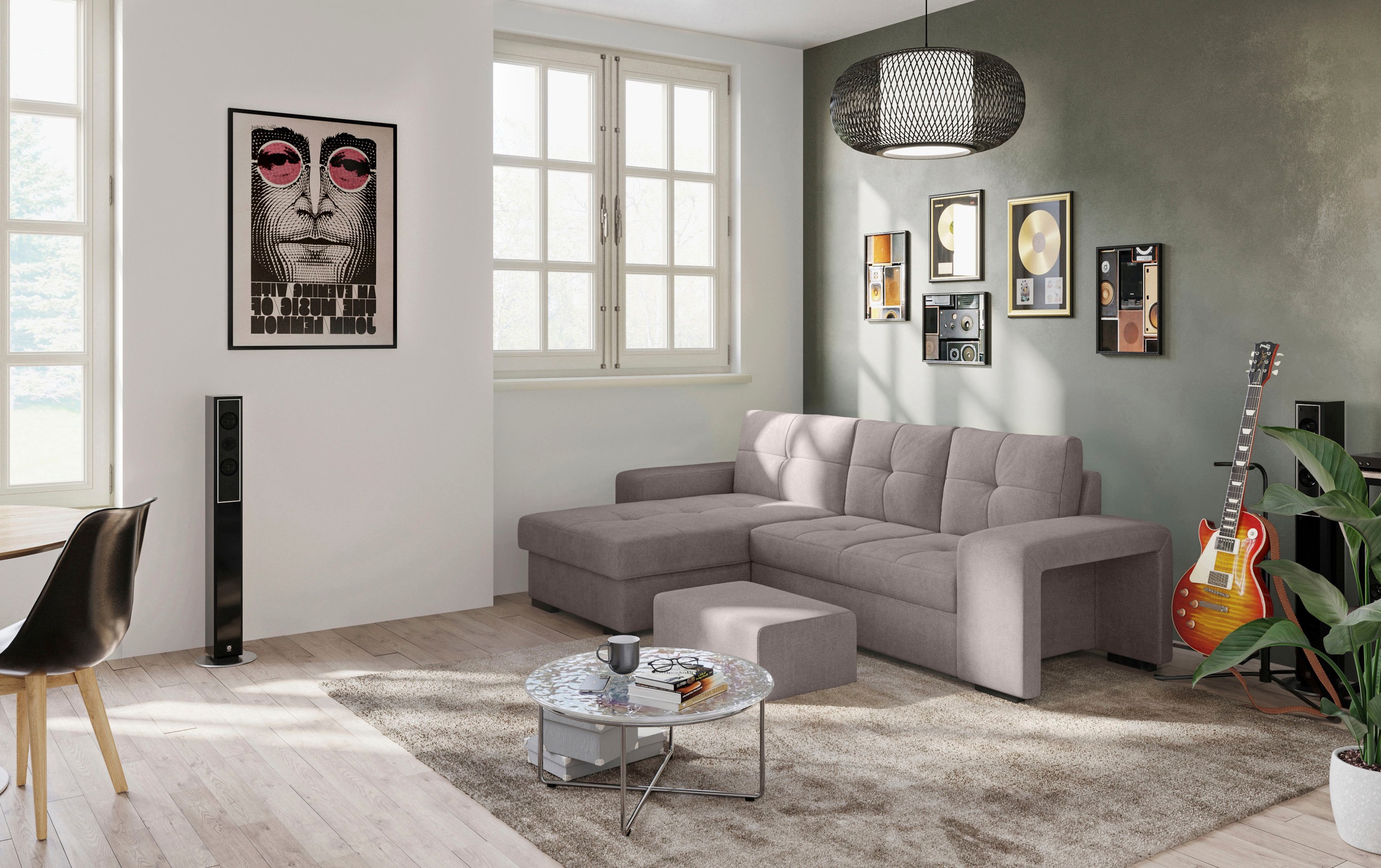 COTTA Ecksofa »Mattina L-Form«, mit Hocker, wahlweise mit Bettfunktion & Bettkasten