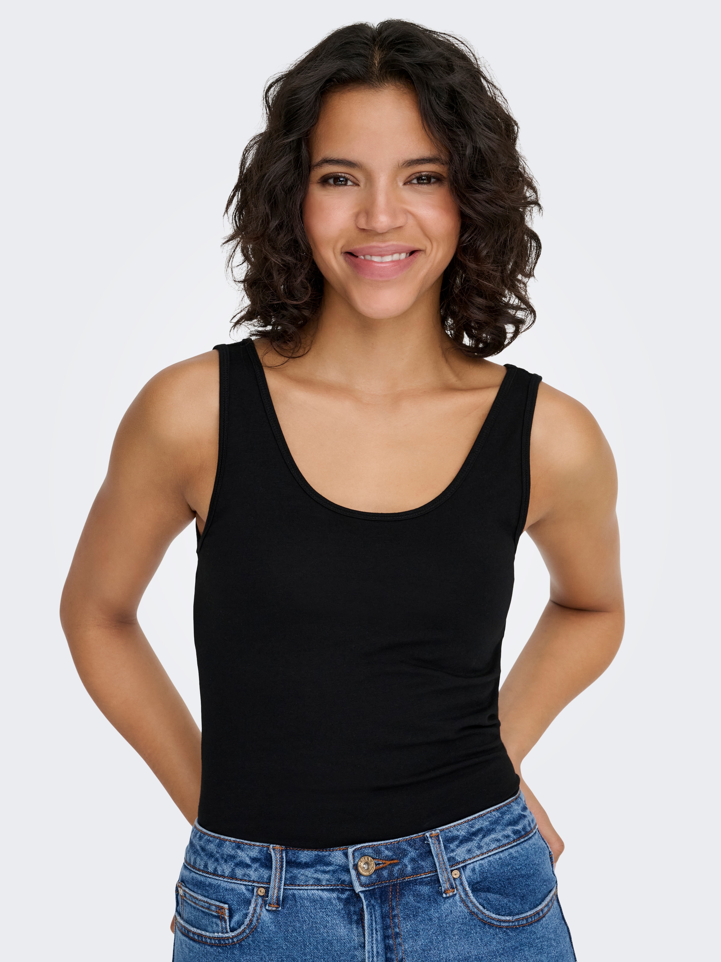 ONLY Longtop »ONLLIVE – Tanktop mit figurbetontem Schnitt und Stretch« unifarben, modisch, sehr figurbetont, Baumwollmischung, Rundhals