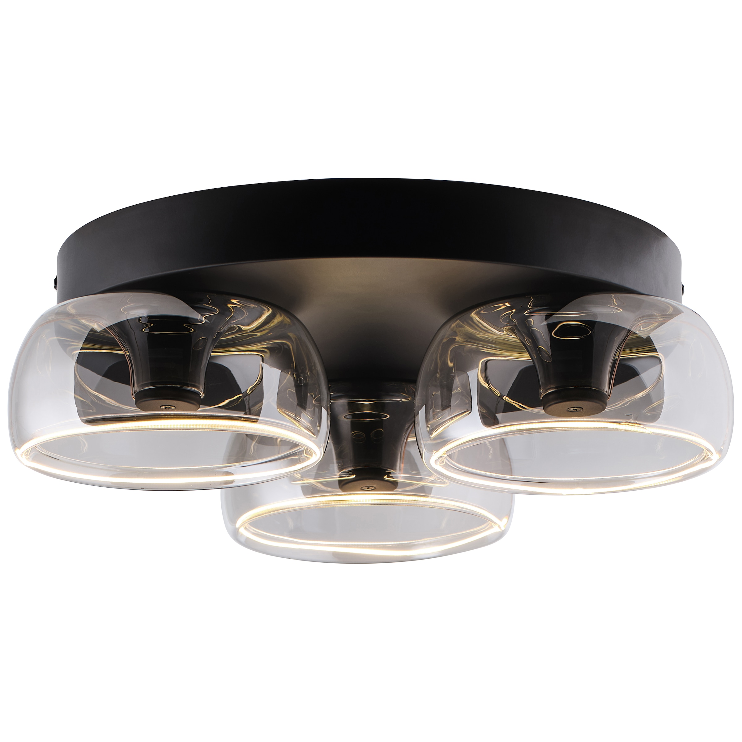 lumiCouture LED Deckenleuchte »Phantom« LED-Modul 1 Stk. Warmweiß Ø 39 cm, 1500 lm 2700 K, schwebende Optik, Rauchglas/Metall, schwarz