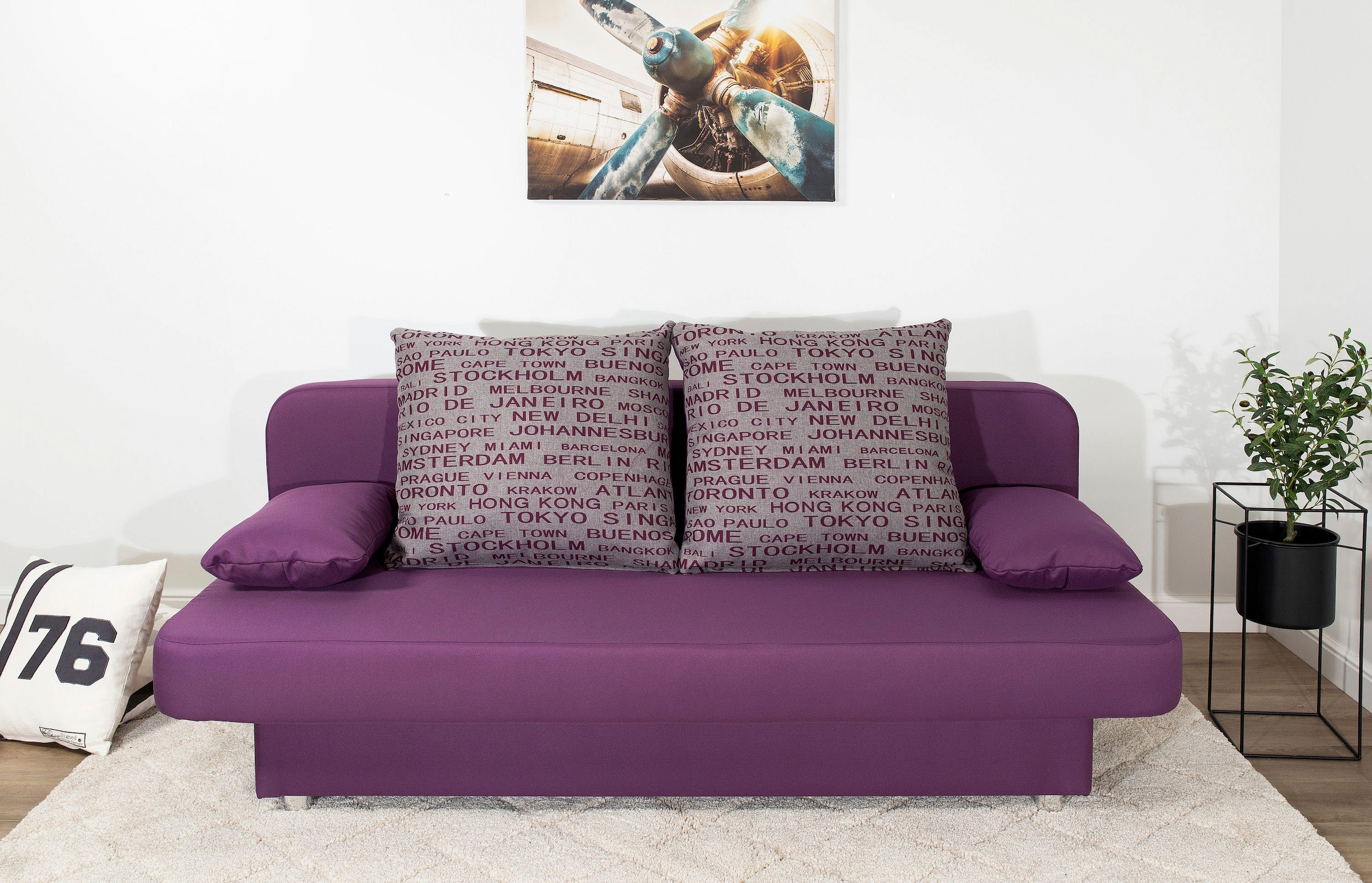 COLLECTION AB Schlafsofa »Ulla inkl. Bettfunktion und Bettkasten« inkl. Wenderückenkissen,Armlehnekissen