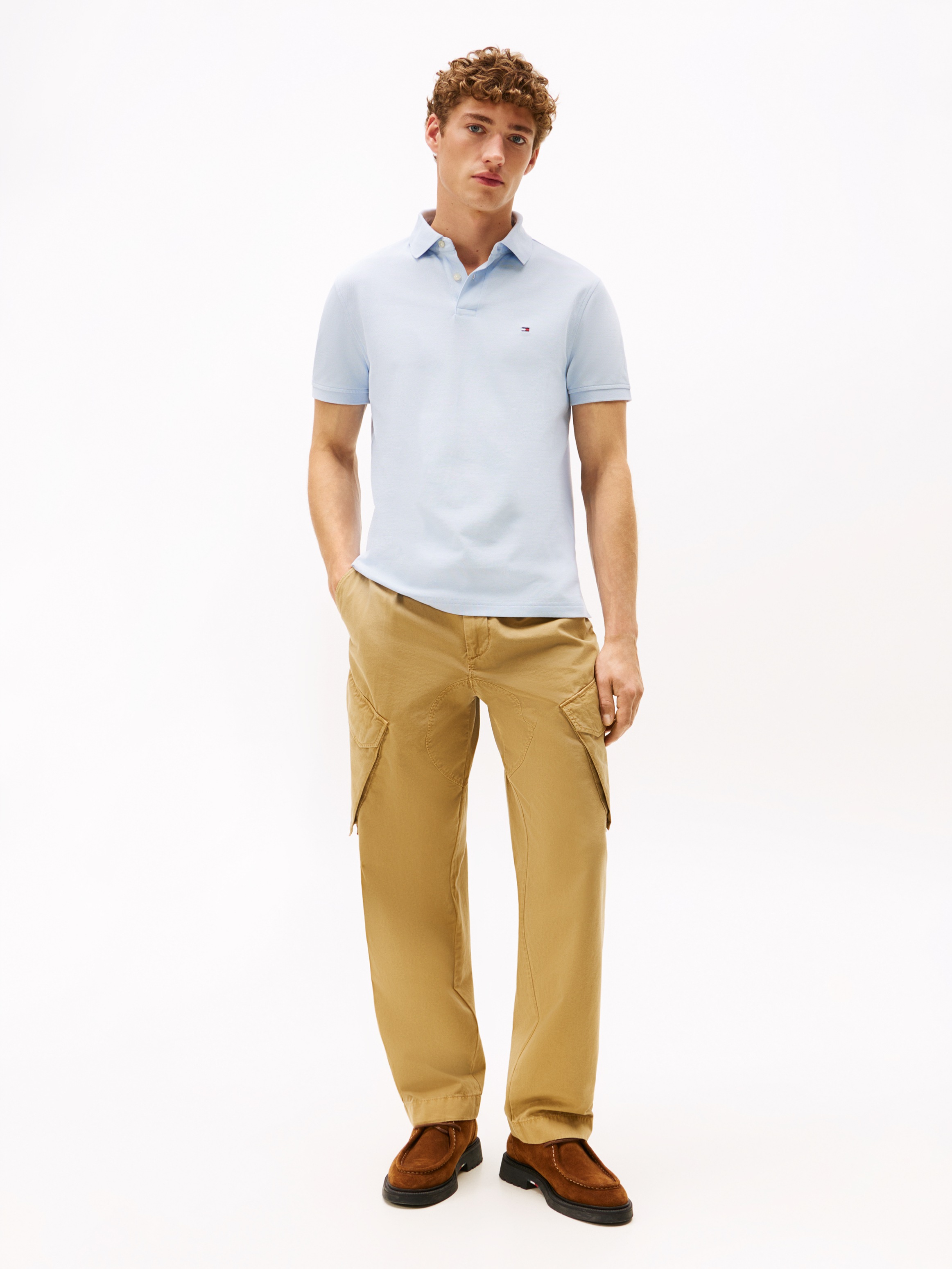 Tommy Hilfiger Poloshirt »1985 REGULAR POLO mit Kontraststreifen und Knopfleiste«, unifarben, sportlich, regular fit, Baumwollmix, Polokragen
