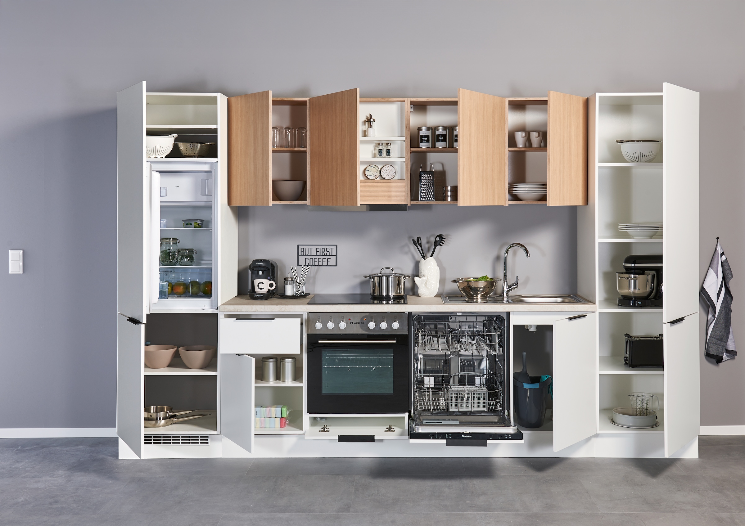 BASIC by Balculina Küchenzeile »Makrona B/H/T 340x215x60 cm« Breite 340 cm, wahlweise mit E-Geräten und Induktion