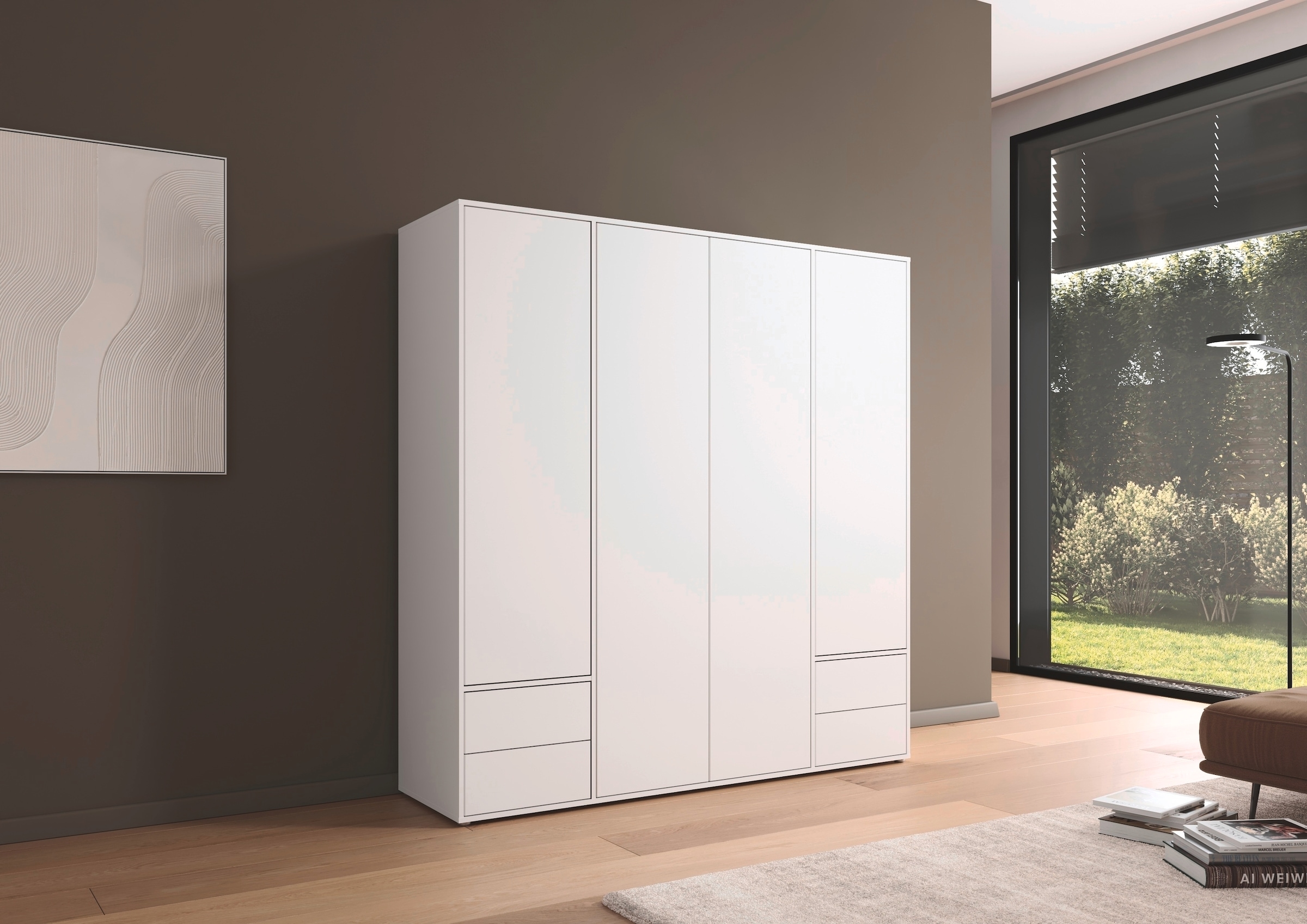 rauch Drehtürenschrank »Kleiderschrank Schrank Garderobe Wäscheschrank NABILA viel Stauraum«, (in 3 verschiedenen Ausstattungen BASIC/CLASSIC/PREMIUM), mit 2 Schubladen und Push-to-Open Funktion TOPSELLER MADE IN GERMANY