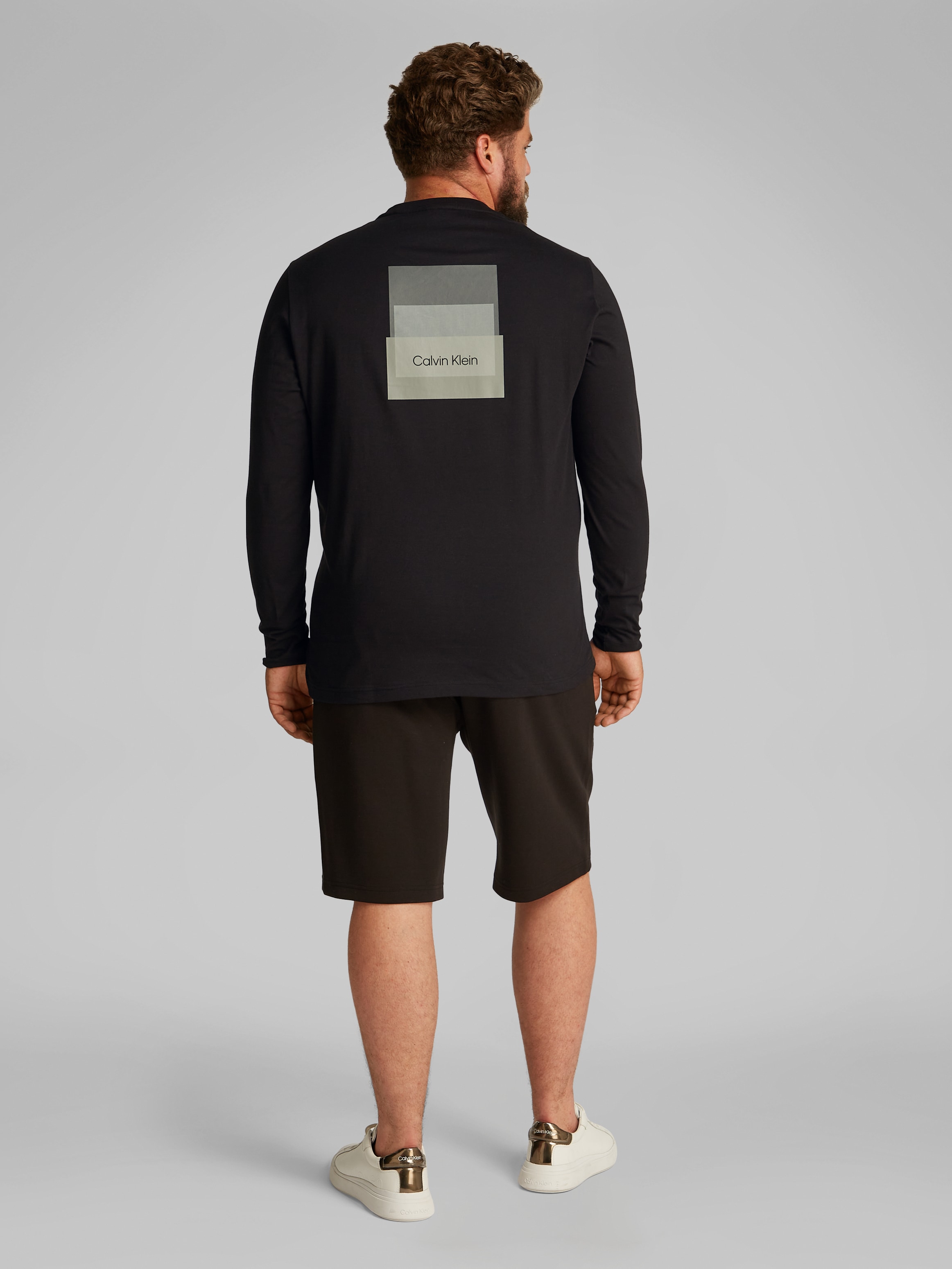 Calvin Klein Big&Tall Rundhalsshirt »BT_STACK COLOR BLOCK LS T-SHIRT«, in Großen Größen mit Logoprint