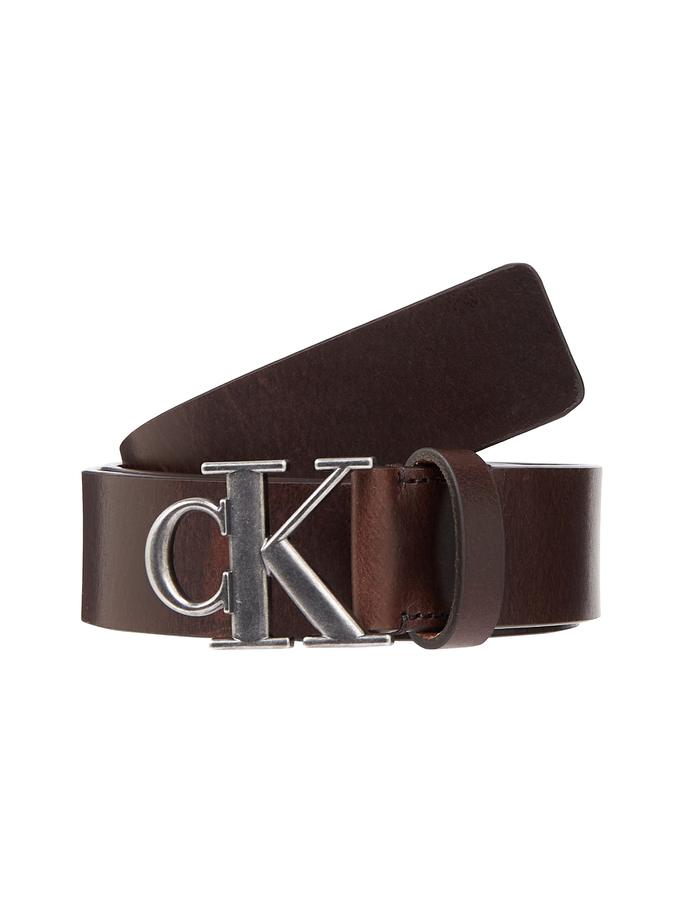 Calvin Klein Jeans Ledergürtel »ROUND MONO PLAQUE LTHR BELT 35MM«, mit CK-Logoschließe