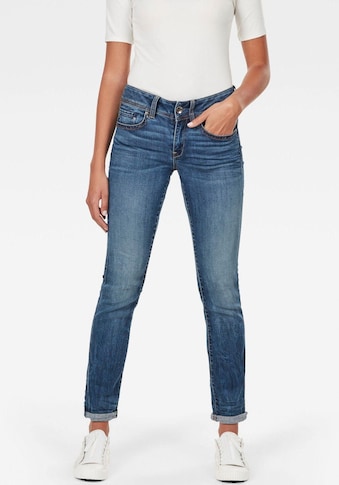 G-Star RAW Slim-fit-Jeans »Midge Mid Straight Wmn«, mit Used-Effekten kaufen