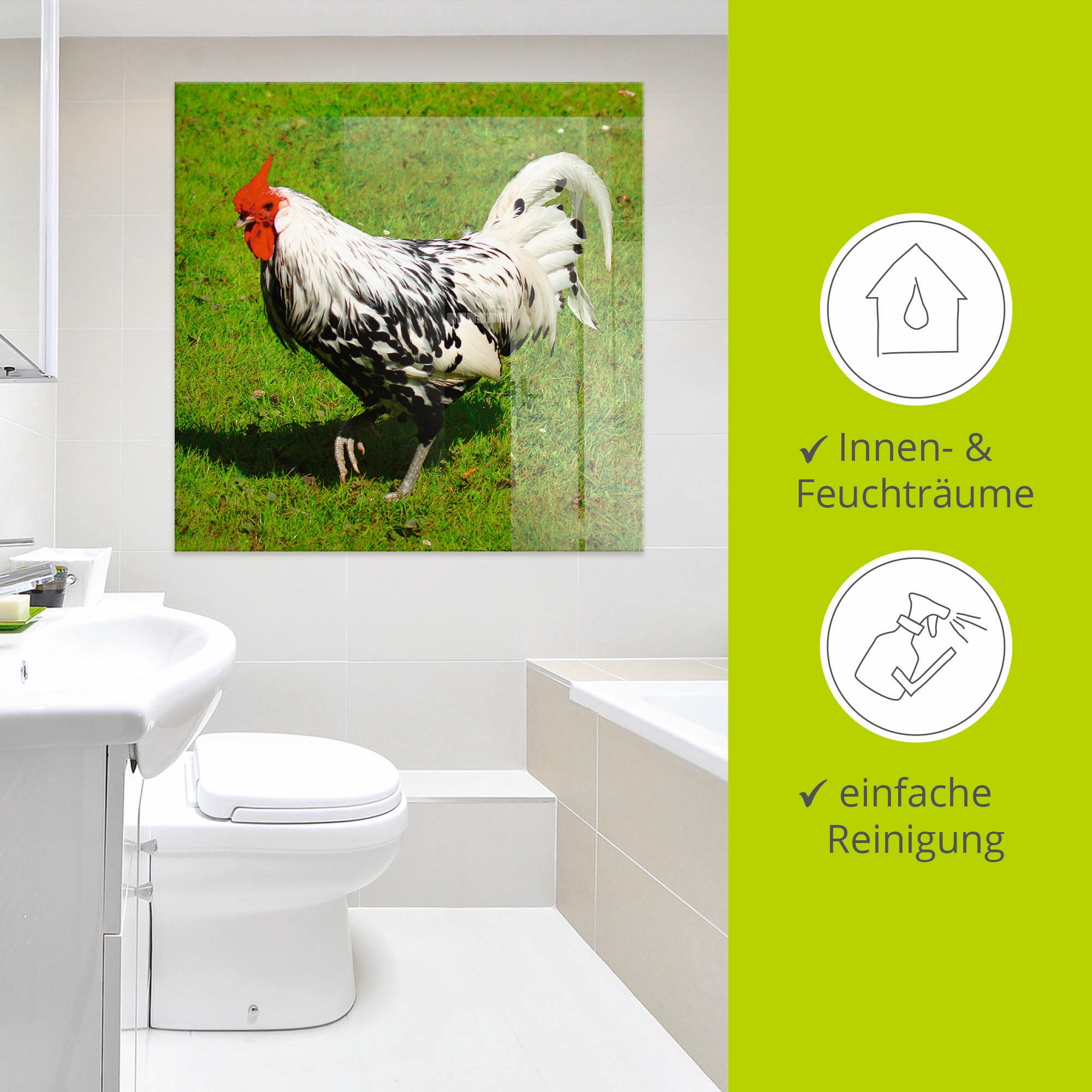 Artland Glasbild »Gepunktetes Huhn«, Vögel, (1 St.), in verschiedenen Größen