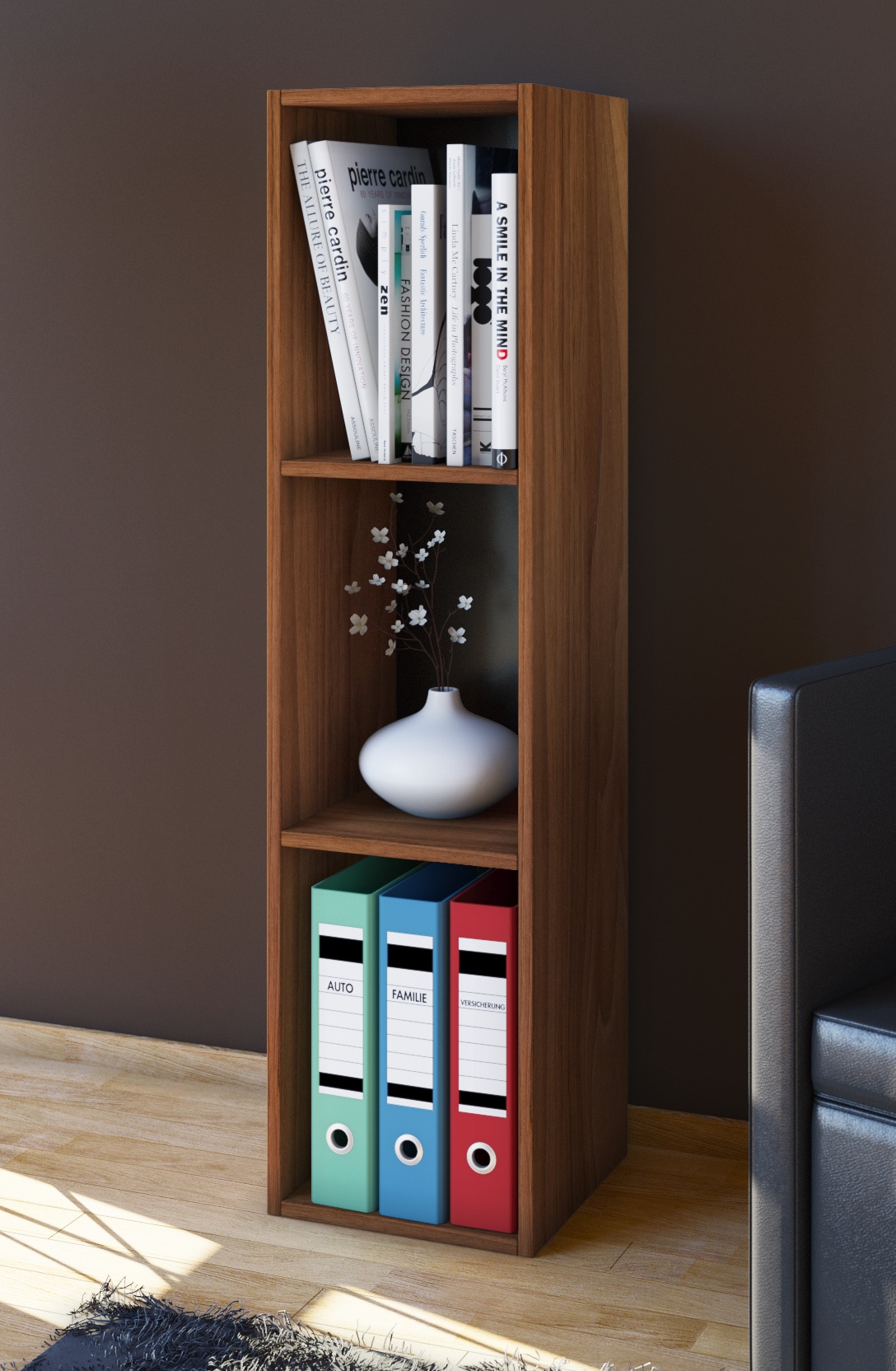 VCM Standregal »VCM Holzregal stehend | platzsparendes Regal | Maße: H. 107 x B. 34 x T. 30 cm | Elegantes Regal stehend | Aufbewahrungsregal | Bücherregal - Mendas«